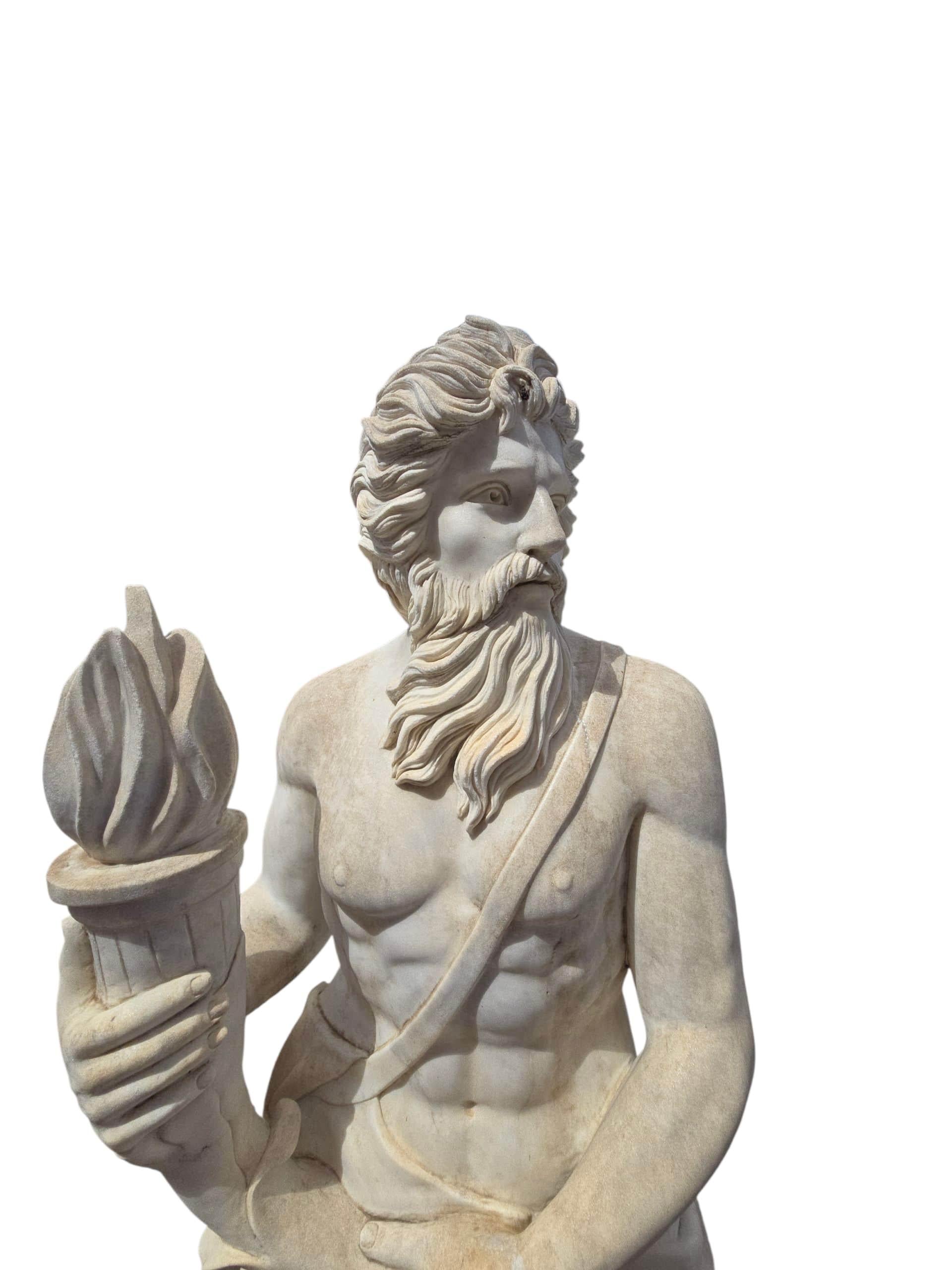 Große Allegorische Skulptur aus italienischem Marmor, 180 CM, handgeschnitzt im Zustand „Gut“ im Angebot in Madrid, ES