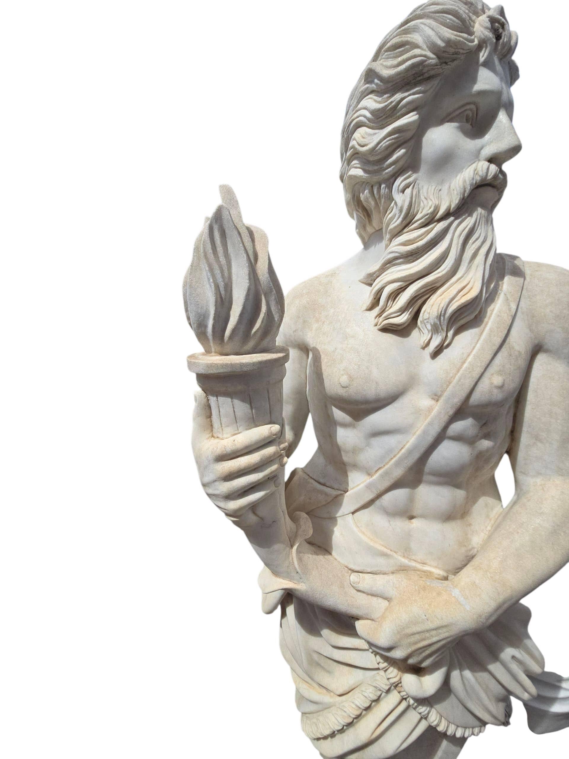 Große Allegorische Skulptur aus italienischem Marmor, 180 CM, handgeschnitzt (Ende des 20. Jahrhunderts) im Angebot