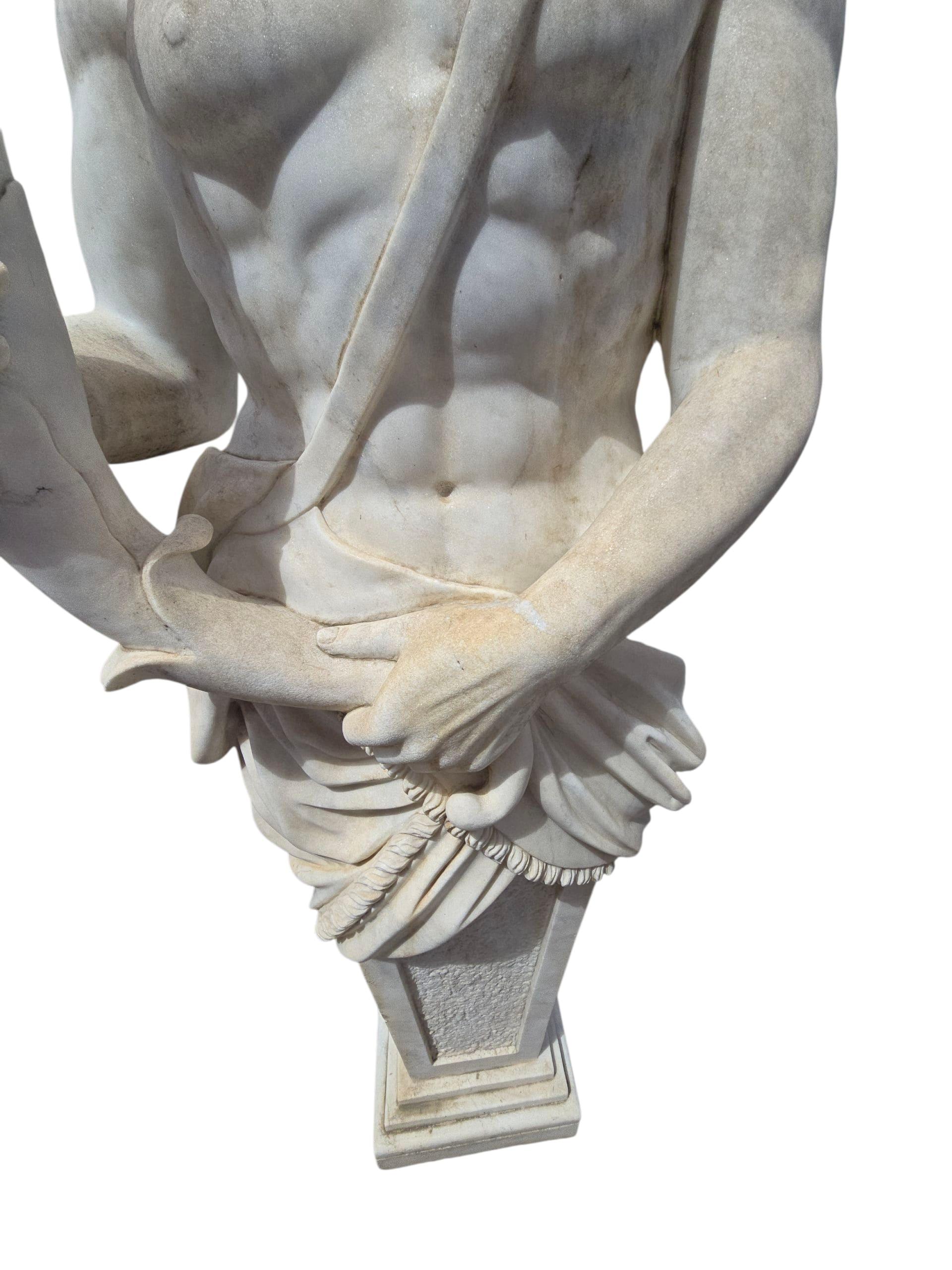 Große Allegorische Skulptur aus italienischem Marmor, 180 CM, handgeschnitzt im Angebot 1