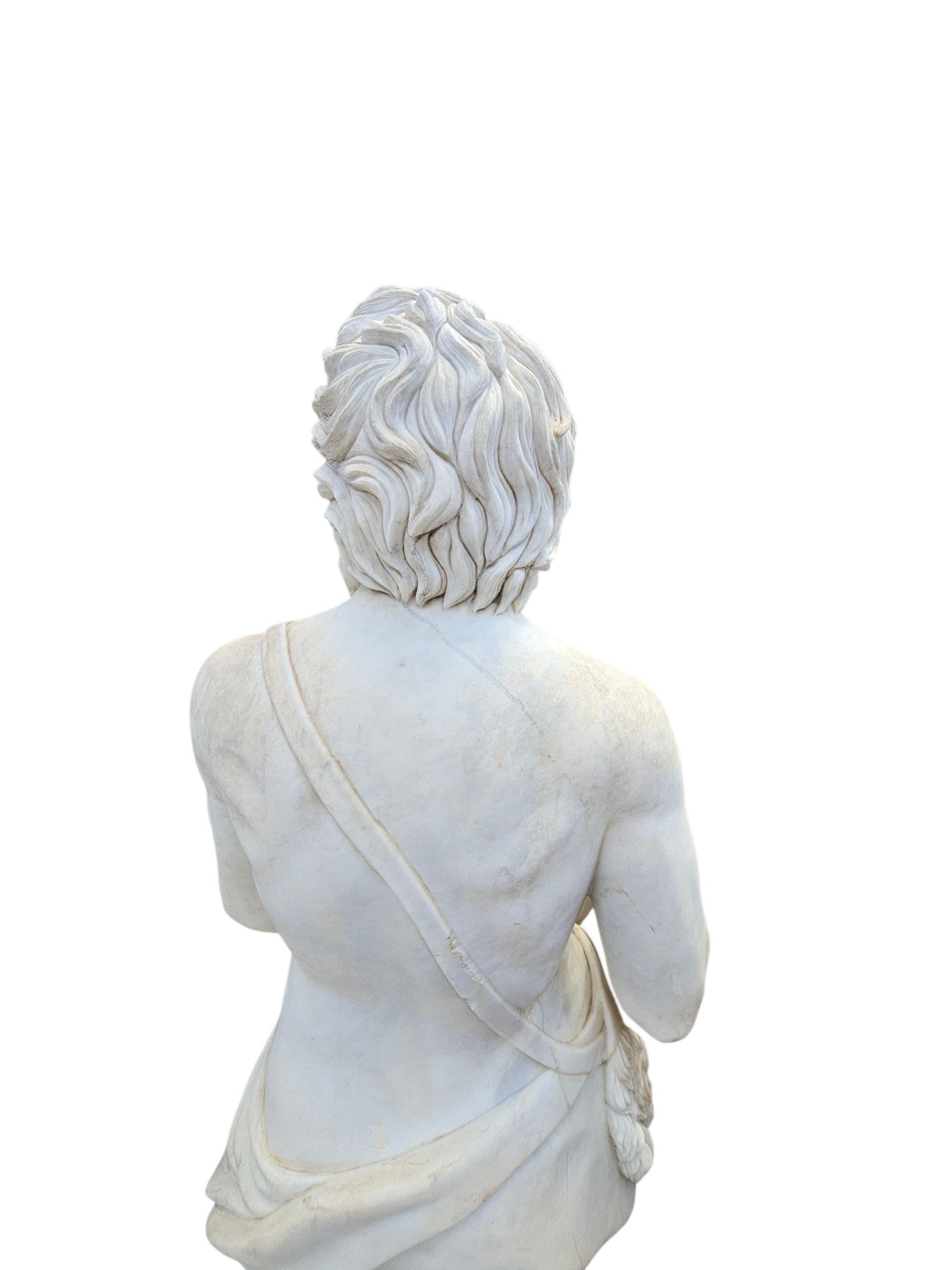 Große Allegorische Skulptur aus italienischem Marmor, 180 CM, handgeschnitzt im Angebot 4