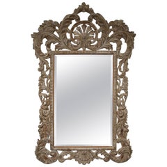 Large Hand-Carved Italian Pine Rocco Style Wall Mirror