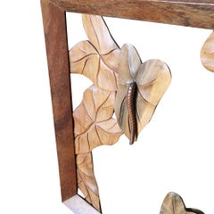Large Hand Carved Koa Wood Anthurium Wall Art