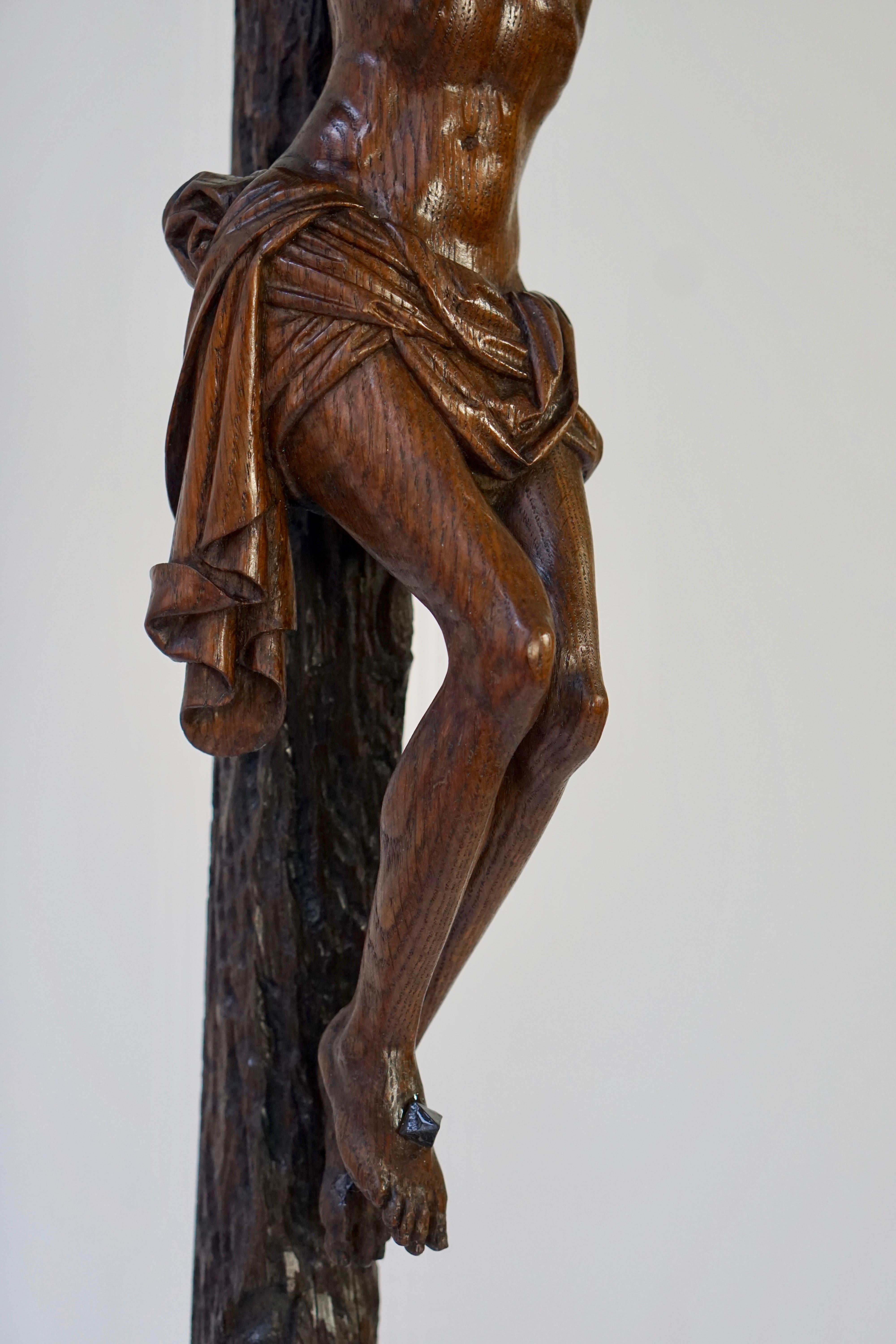 Large Hand Carved, Late 19th Century Corpus of Christ or Crucifix 4