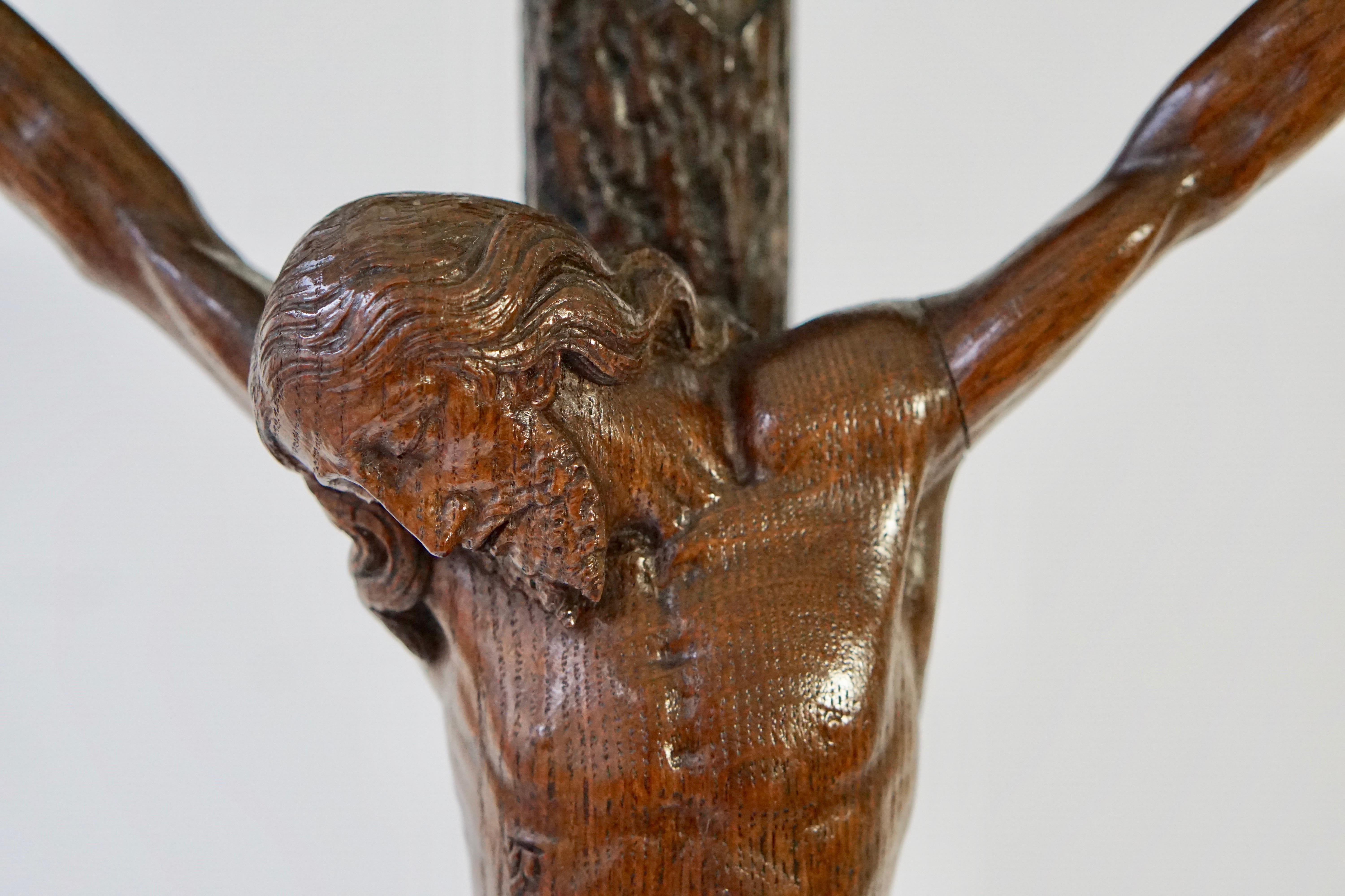 Large Hand Carved, Late 19th Century Corpus of Christ or Crucifix 5