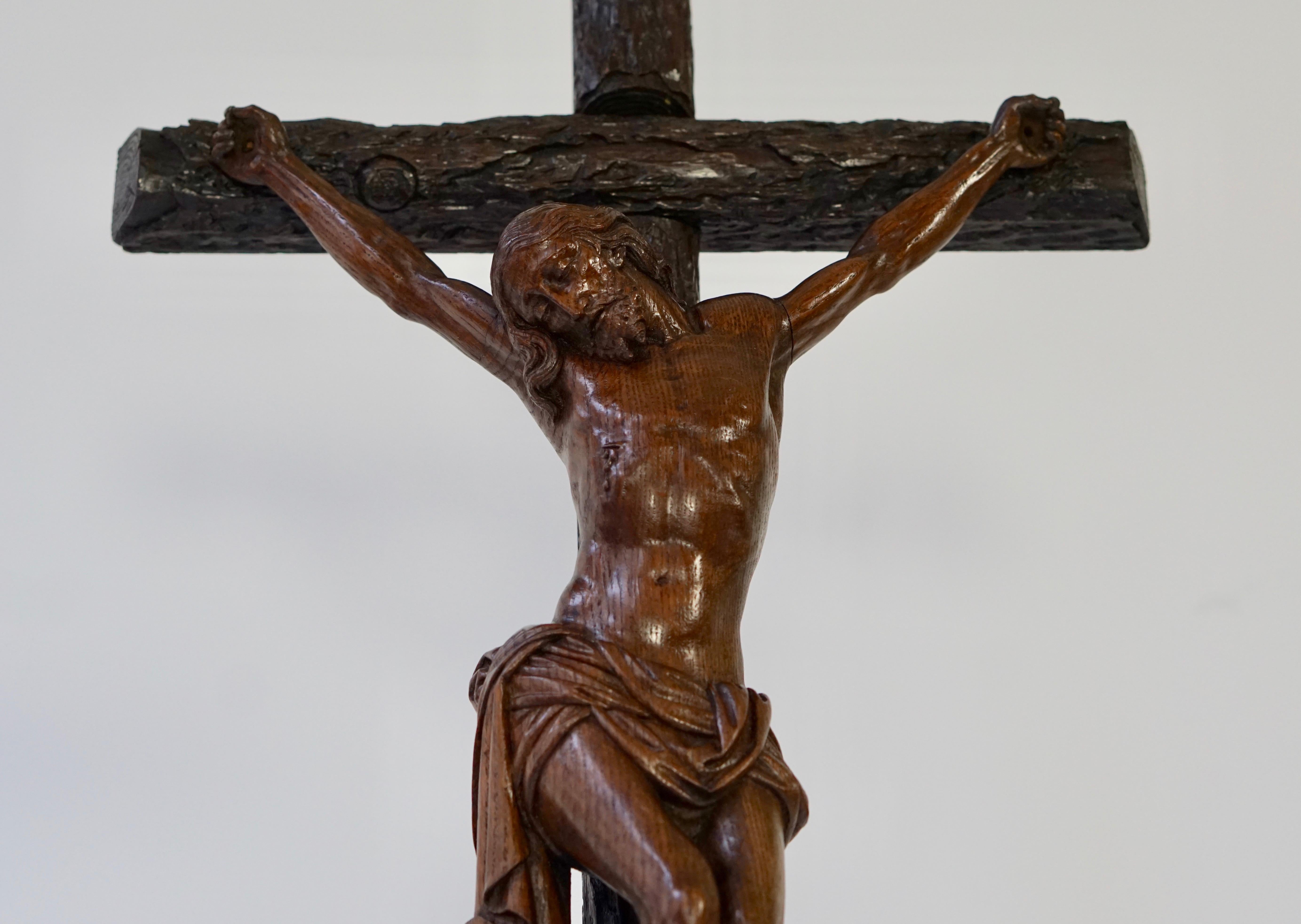 Hand-Carved Large Hand Carved, Late 19th Century Corpus of Christ or Crucifix