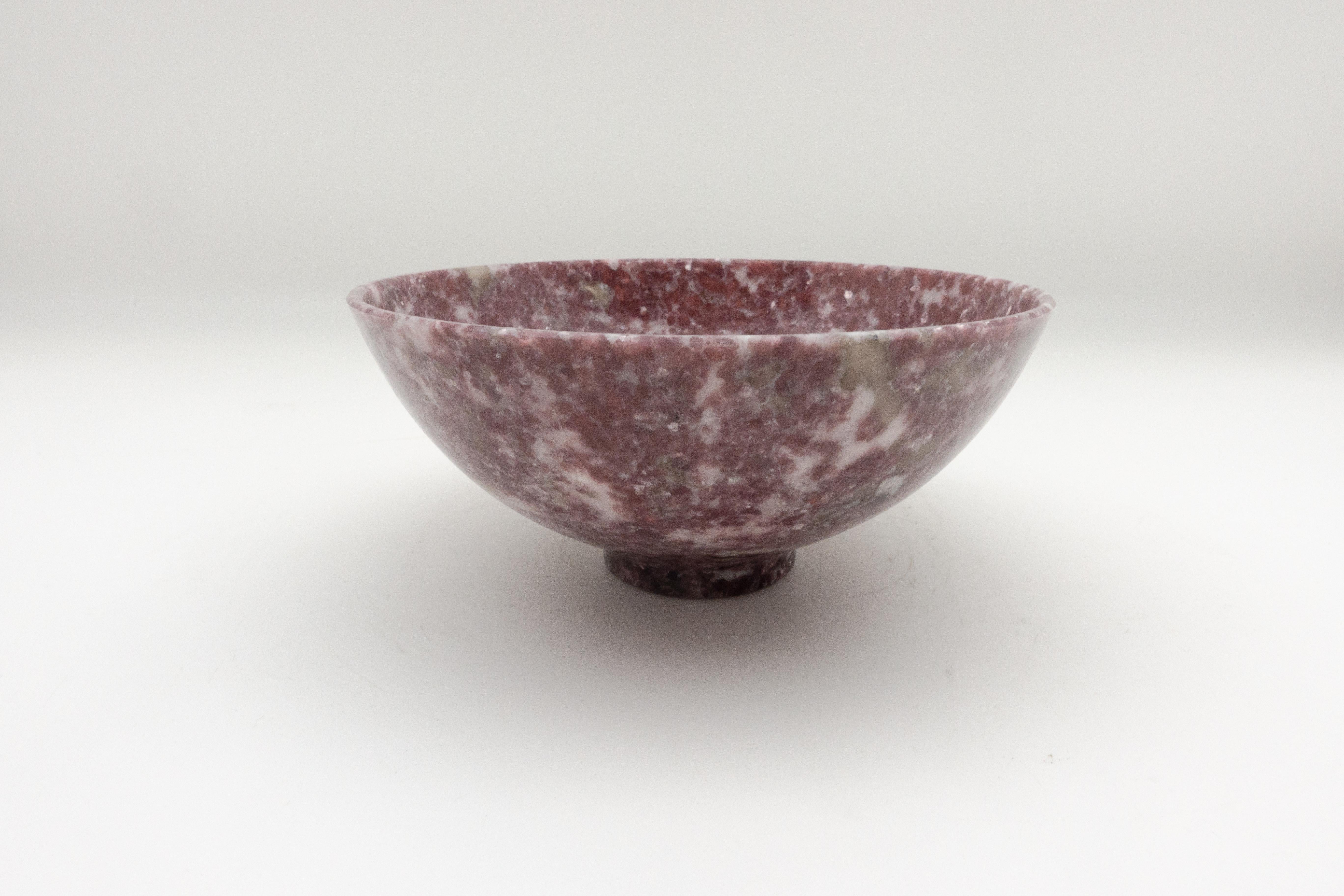 Beautiful hand-carved Lepidolite bowl from India. 6