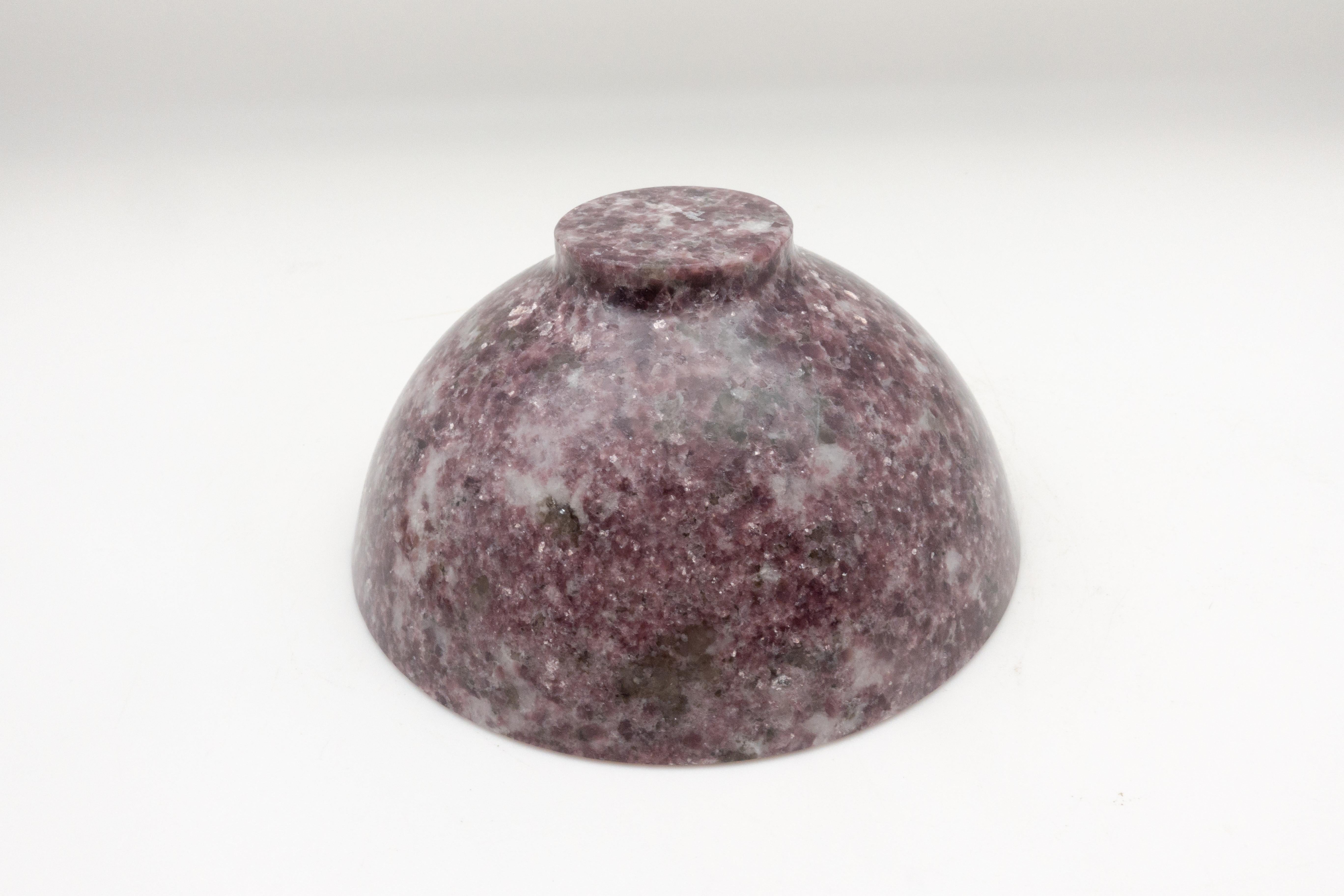 Grand Tour Large Hand-Carved Lepidolite Bowl from India