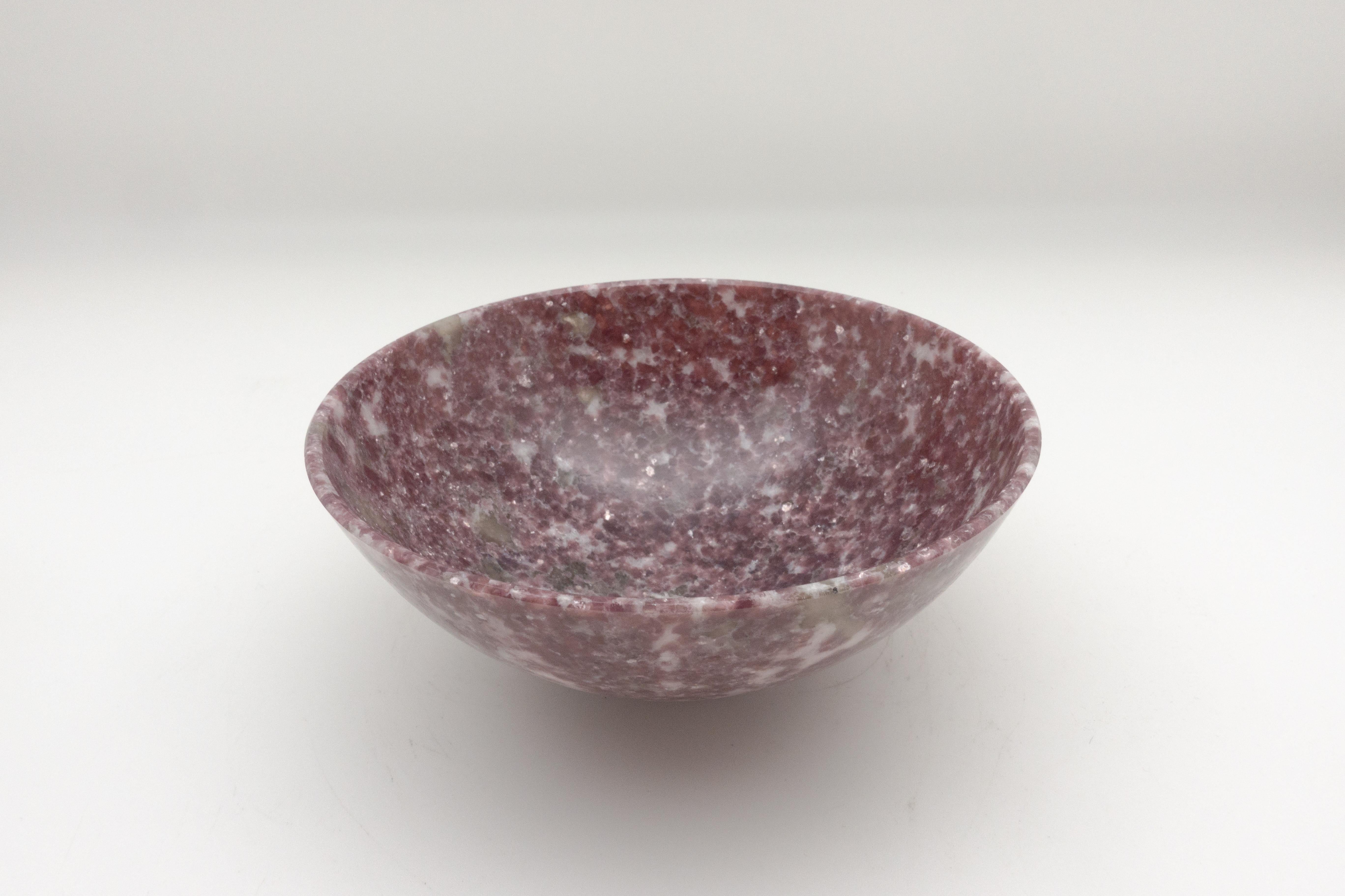 Indian Large Hand-Carved Lepidolite Bowl from India