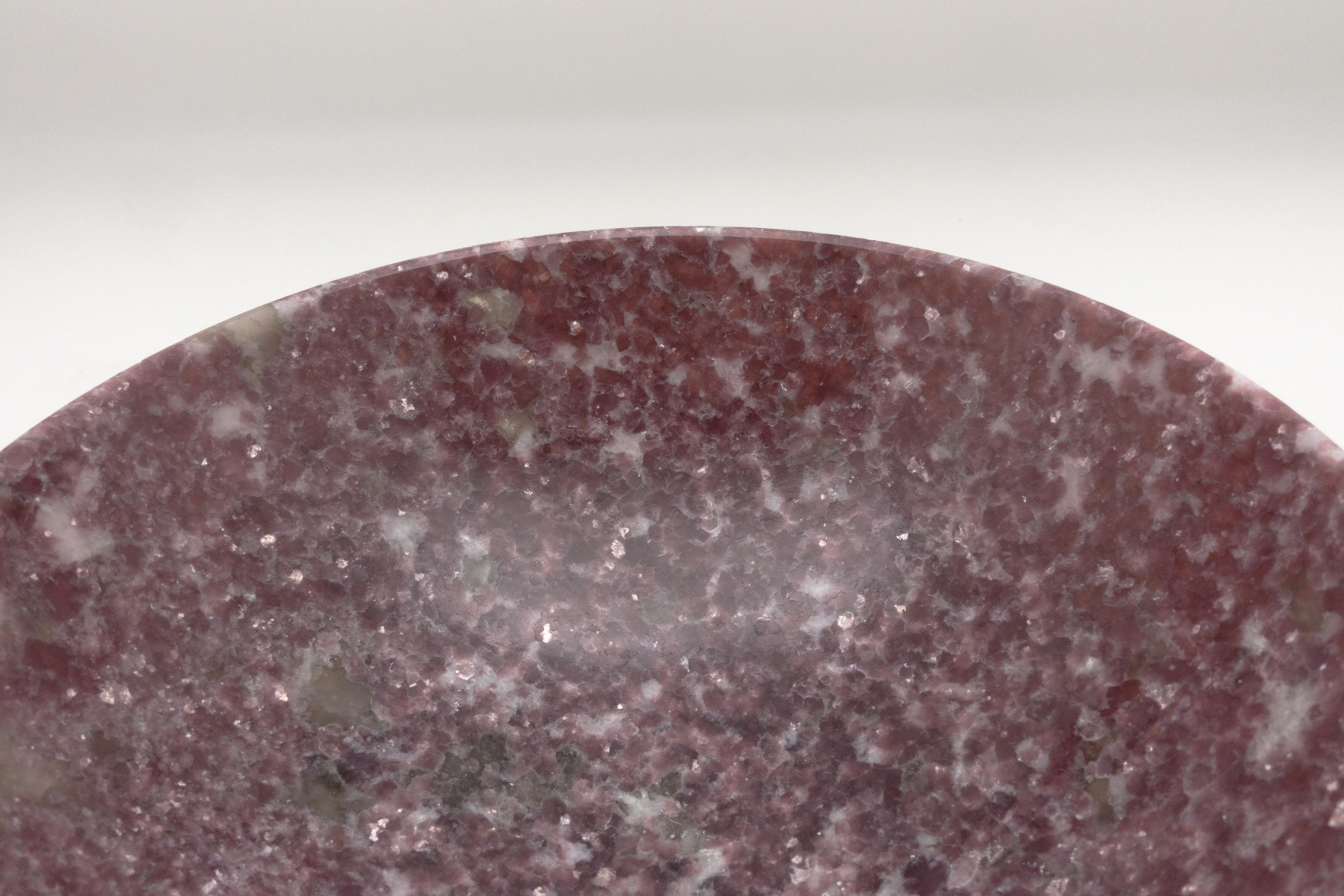 Large Hand-Carved Lepidolite Bowl from India In Excellent Condition In New York, NY