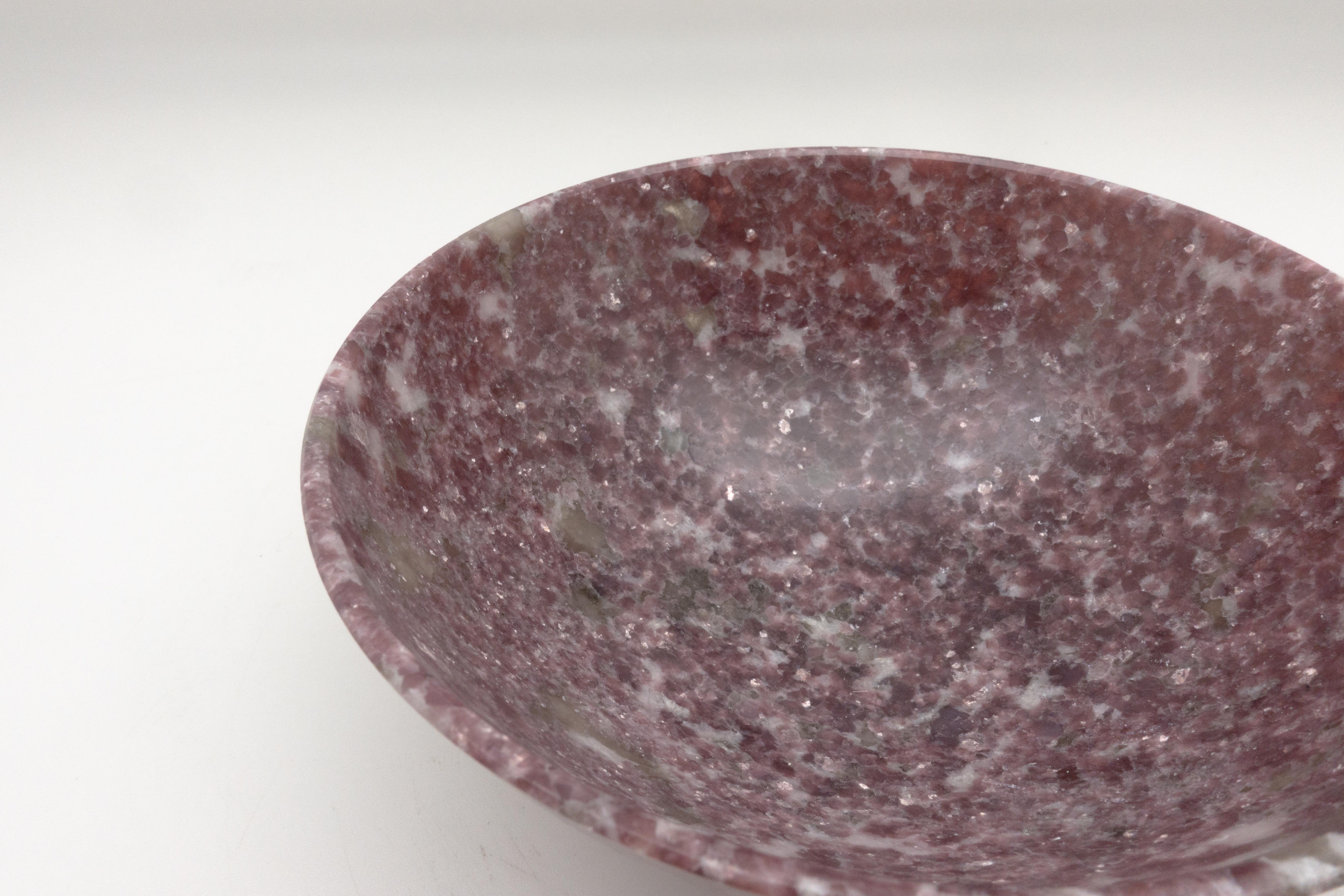 Contemporary Large Hand-Carved Lepidolite Bowl from India