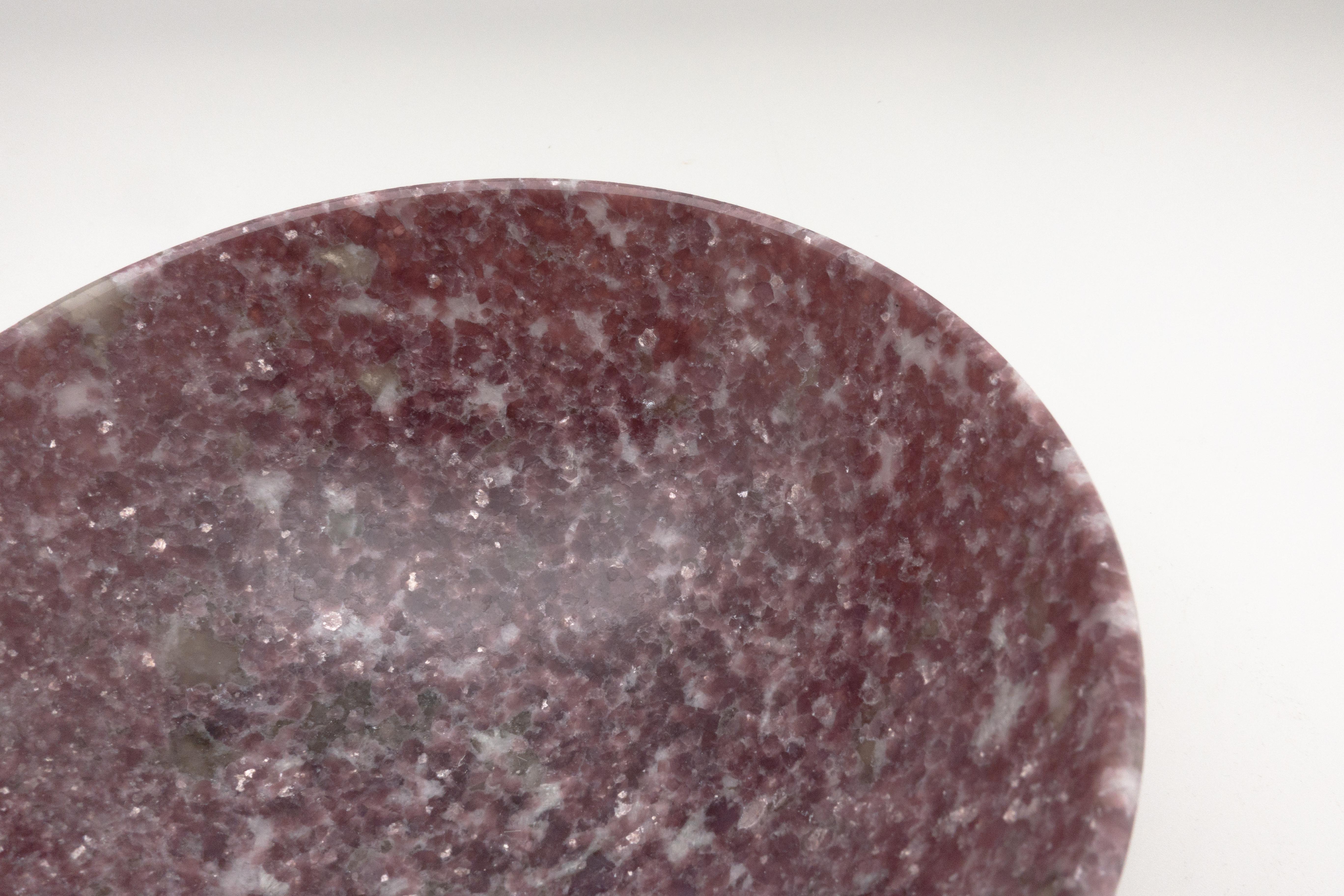 Stone Large Hand-Carved Lepidolite Bowl from India