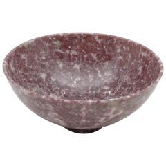 Large Hand-Carved Lepidolite Bowl from India