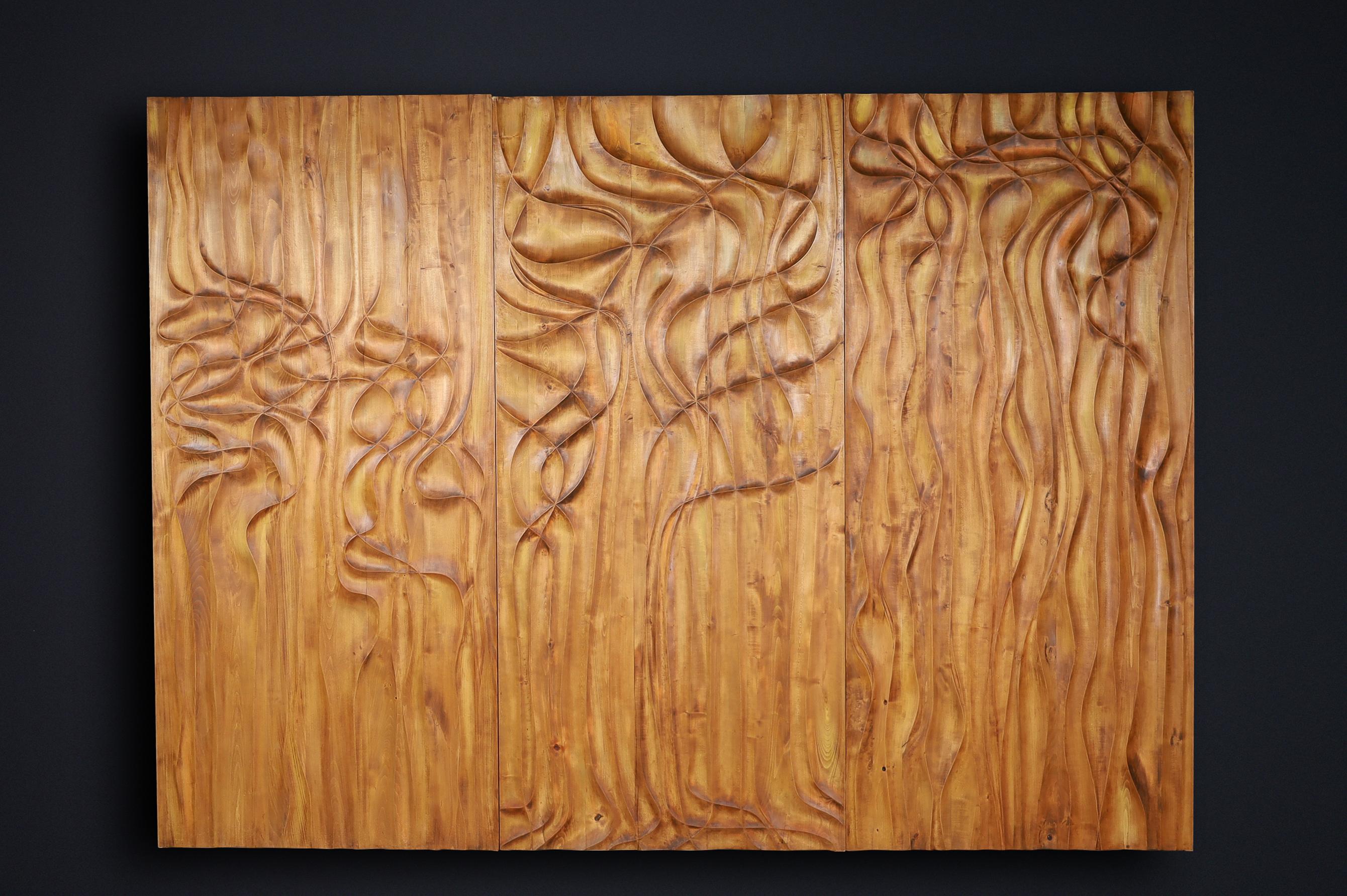 Large Hand-Carved Linden Wood Wall Panels, Fairmont Golden Prague Hotel CZ 1970s For Sale 4