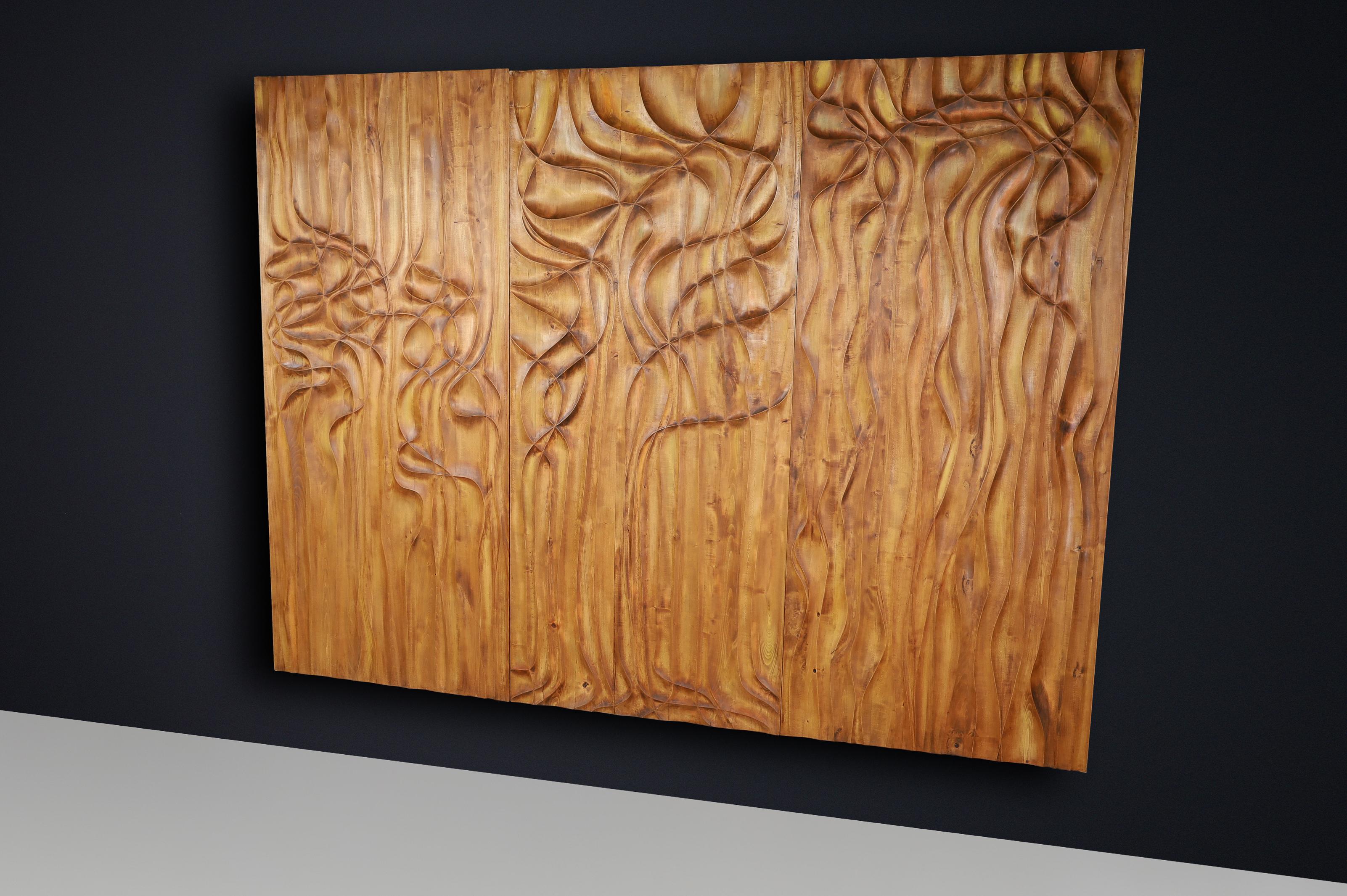 Large Hand-Carved Linden Wood Wall Panels, Fairmont Golden Prague Hotel CZ 1970s For Sale 8