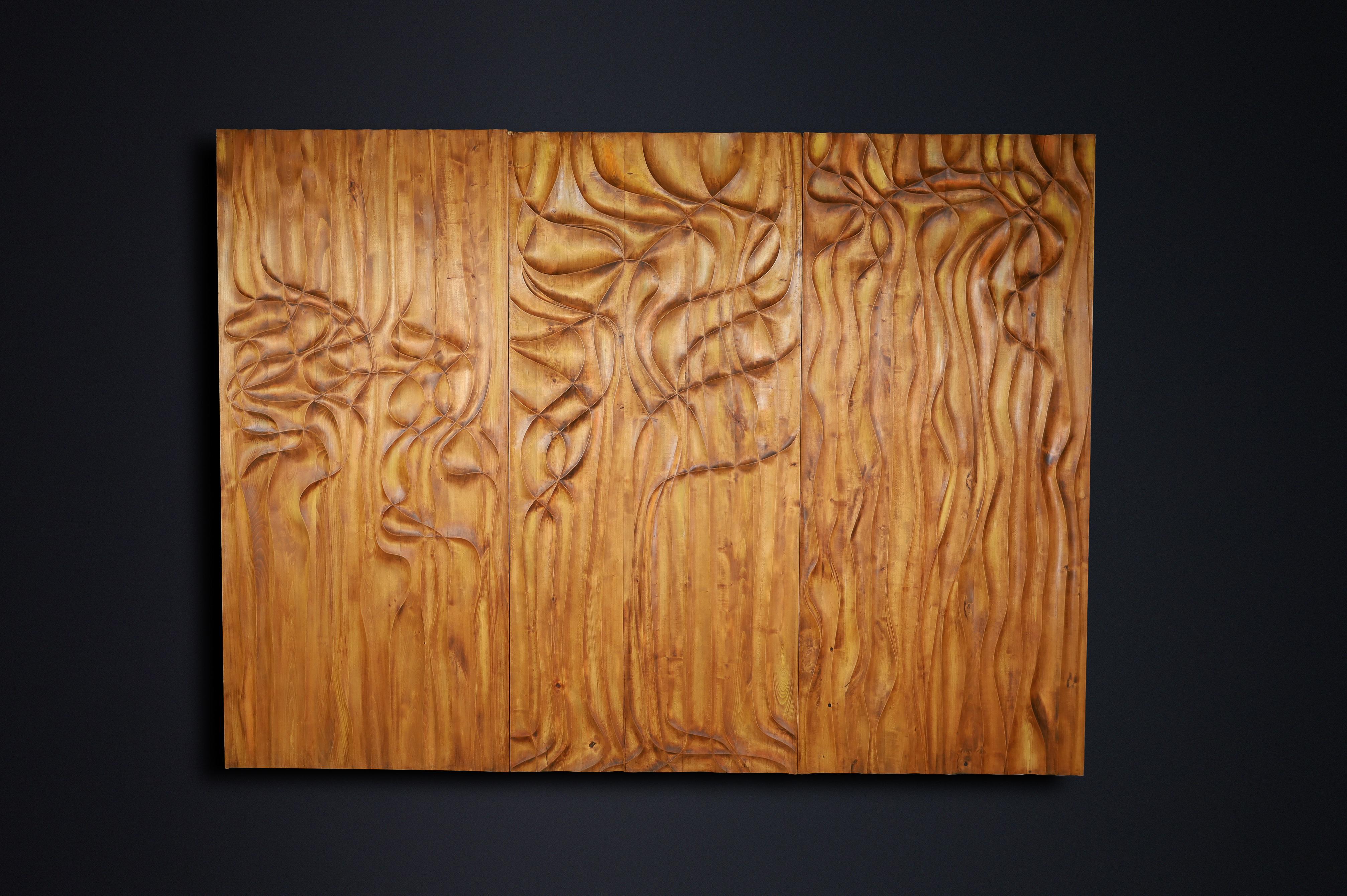 Large Hand-Carved Linden Wood Wall Panels, Fairmont Golden Prague Hotel CZ 1970s For Sale 9