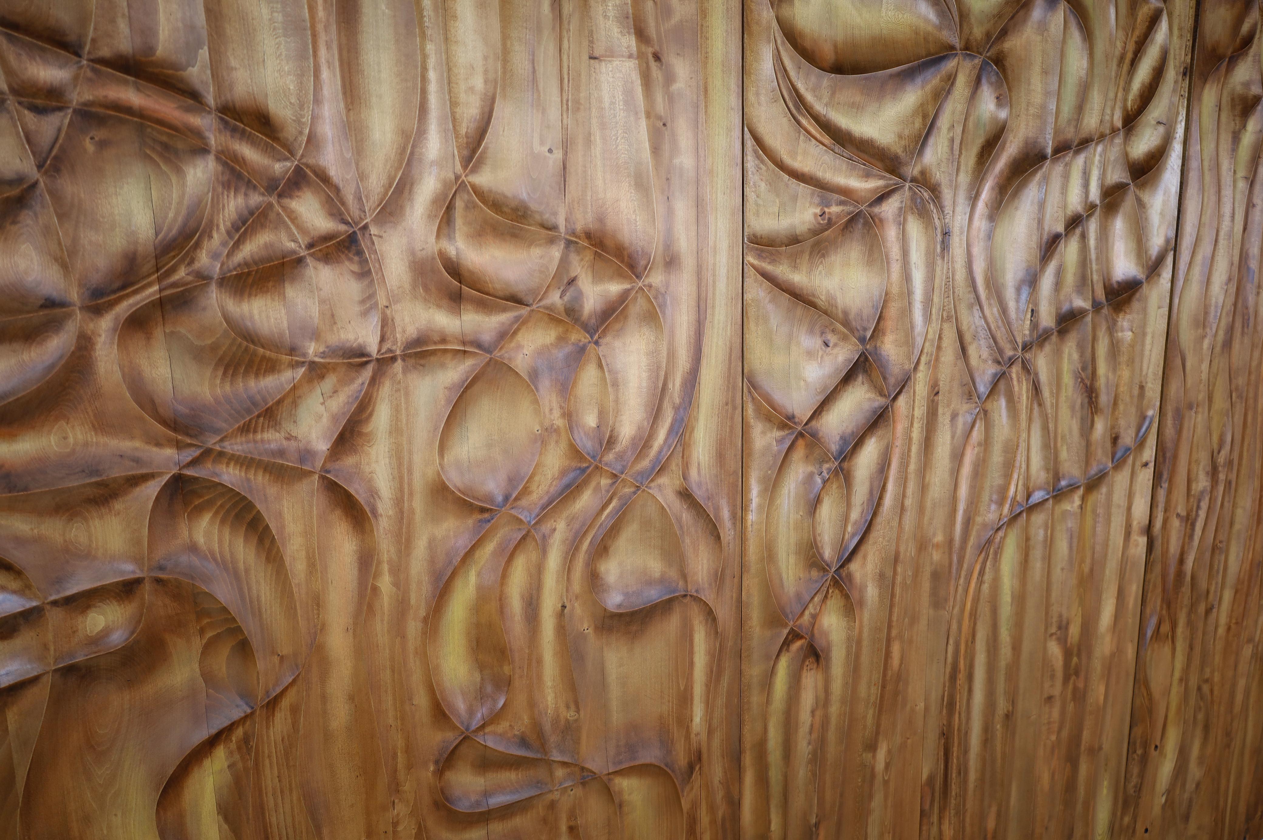 Late 20th Century Large Hand-Carved Linden Wood Wall Panels, Fairmont Golden Prague Hotel CZ 1970s For Sale