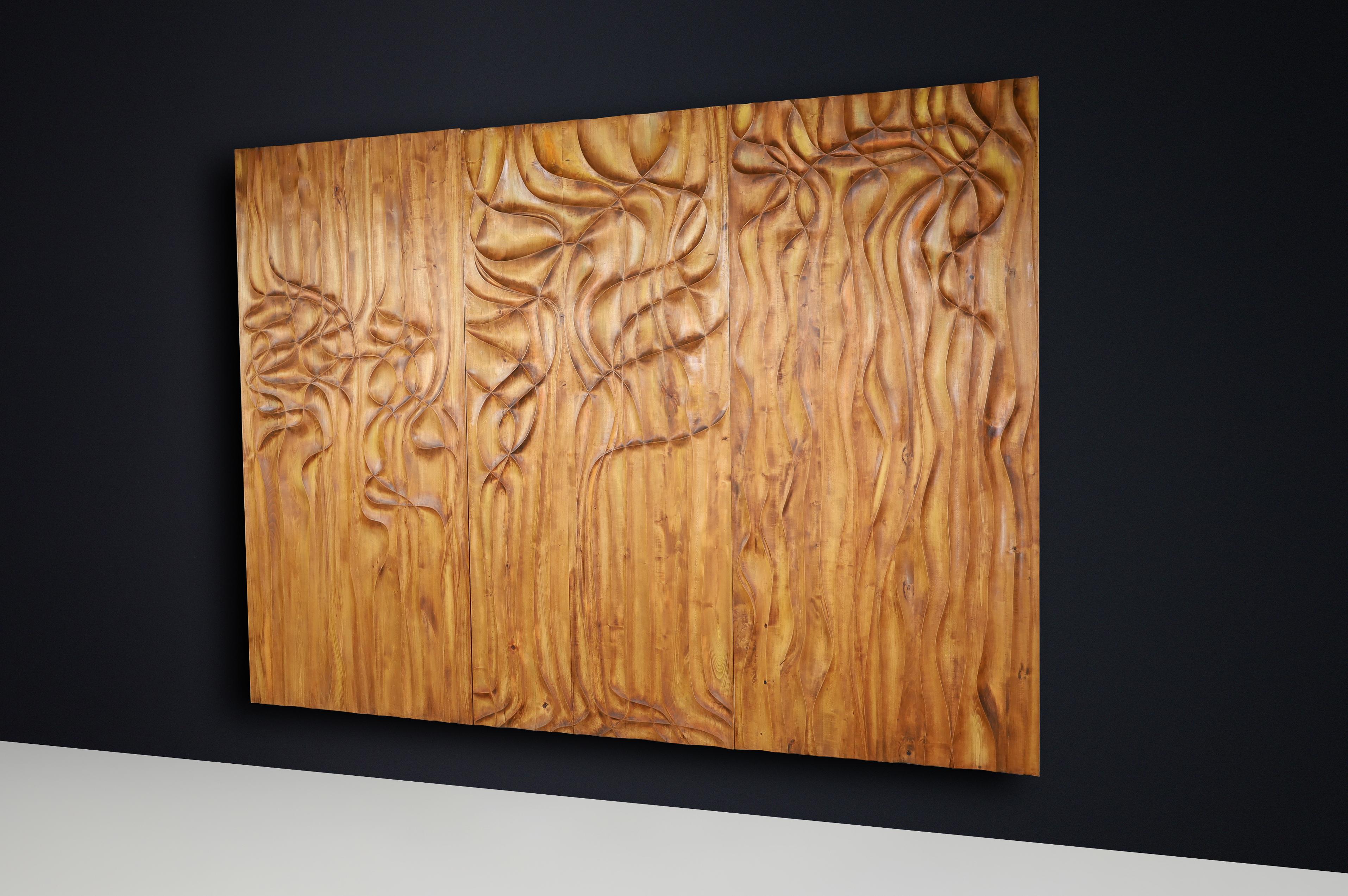 Large Hand-Carved Linden Wood Wall Panels, Fairmont Golden Prague Hotel CZ 1970s For Sale 1