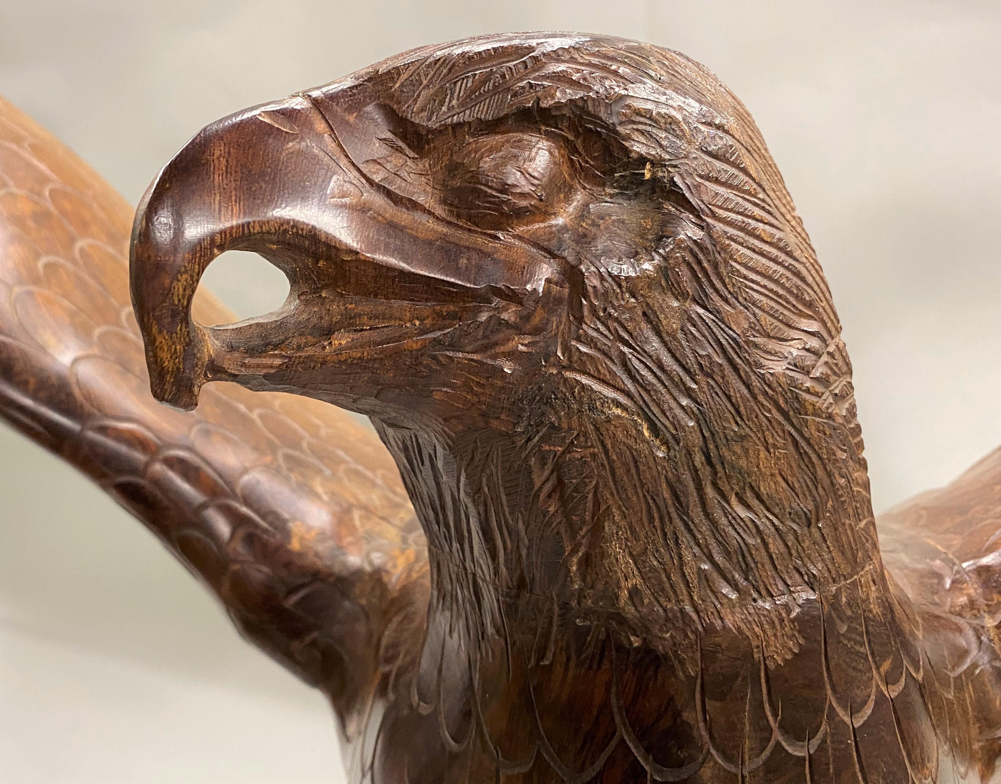 Large Hand Carved Majestic Ironwood Eagle with Full Wingspan 2
