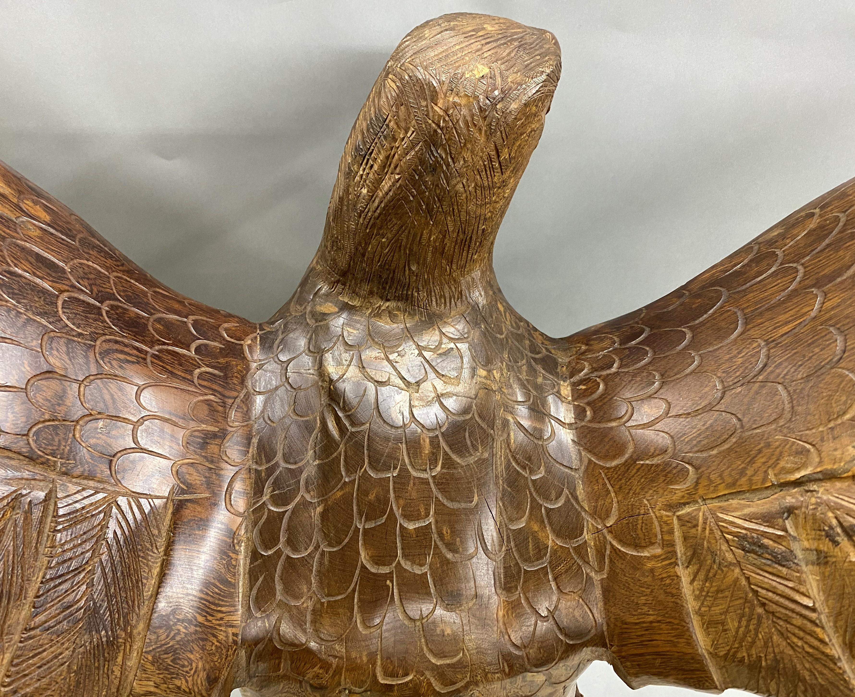 Hand-Carved Large Hand Carved Majestic Ironwood Eagle with Full Wingspan