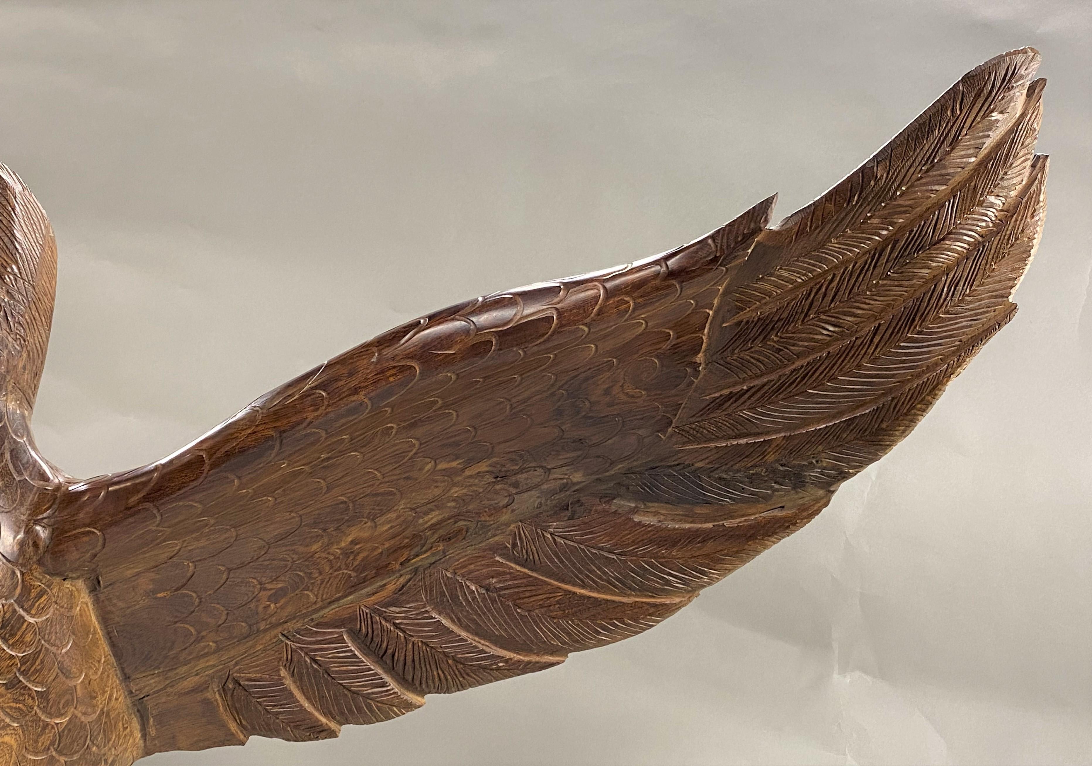Hardwood Large Hand Carved Majestic Ironwood Eagle with Full Wingspan