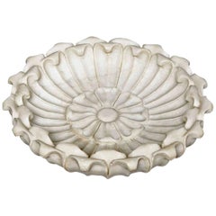 Large Hand Carved Marble Bowl, Mid-20th Century