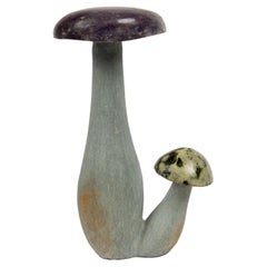 Large Hand Carved Mineral Mushroom Sculpture From Mozambique 12"H