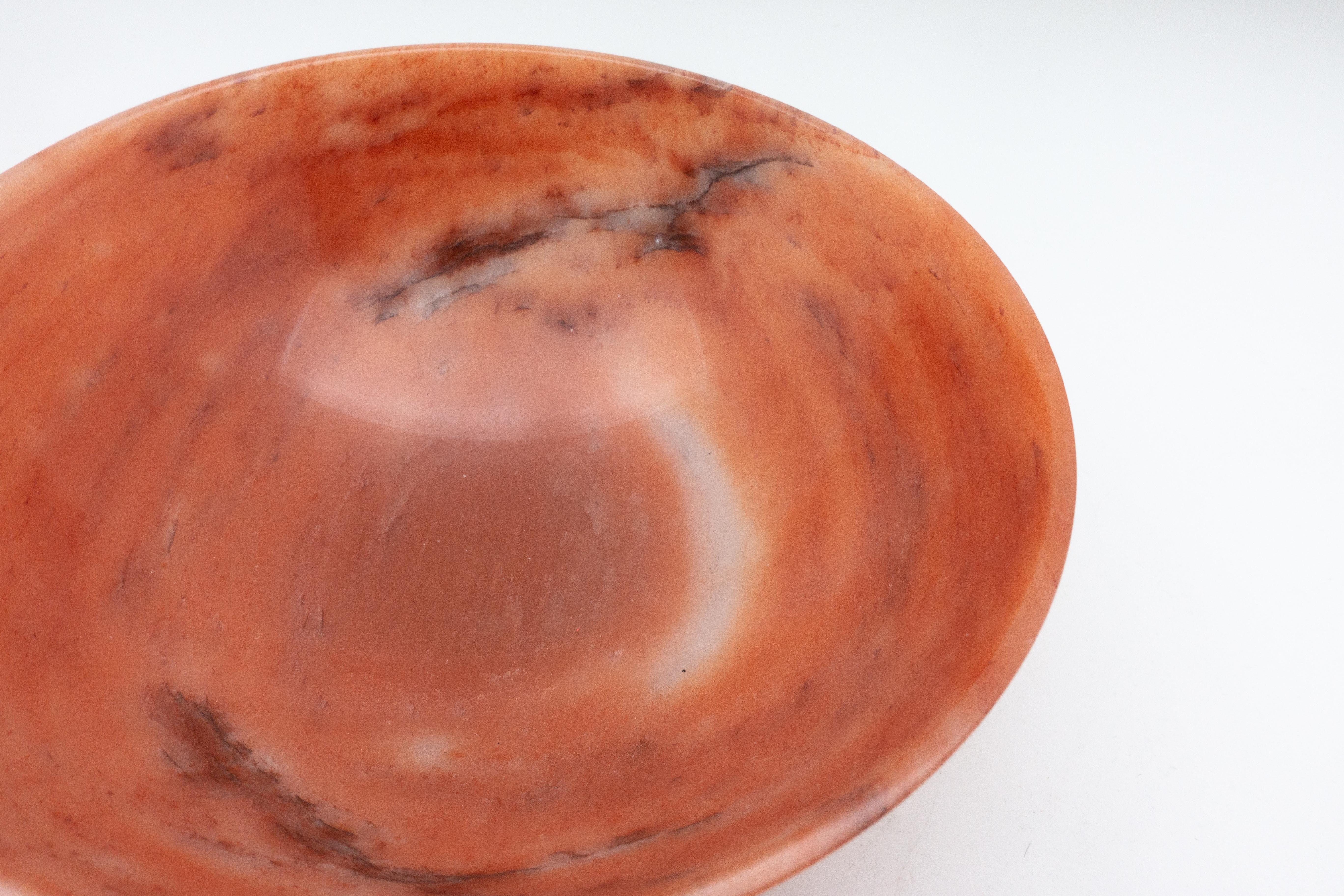 Grand Tour Large Hand-Carved Orange Aventurine Bowl from India