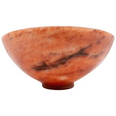 Large Hand-Carved Orange Aventurine Bowl from India