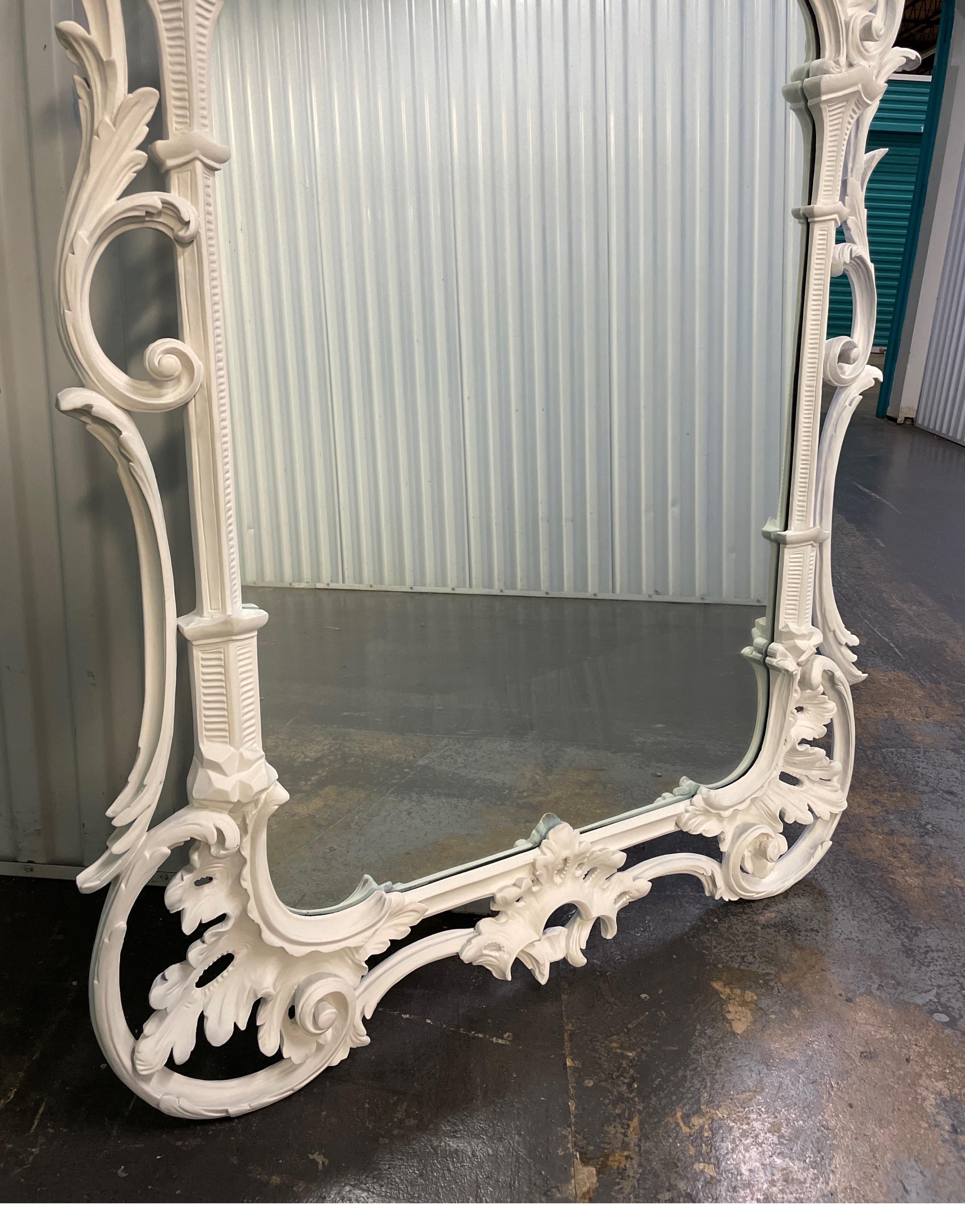 Large Hand Carved & Painted Italian Chinese Chippendale Style Mirror 2