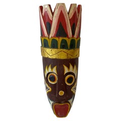 Vintage Large Hand-Carved & Painted Wooden Tribal Mask