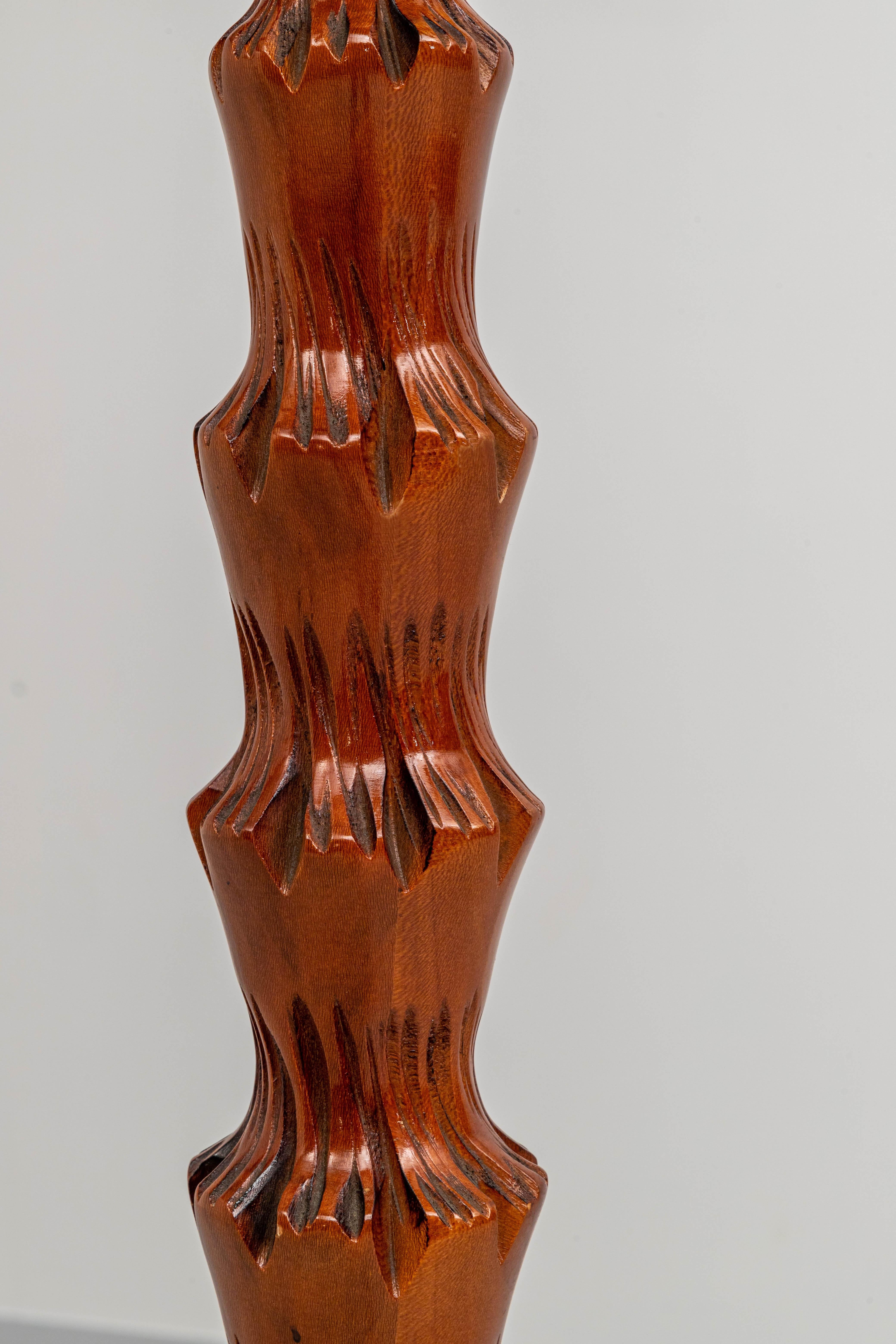 Late 20th Century Large Hand-Carved Palm Lamp in Wood and Skin Iso Aldo Tura, Italy, 1970's