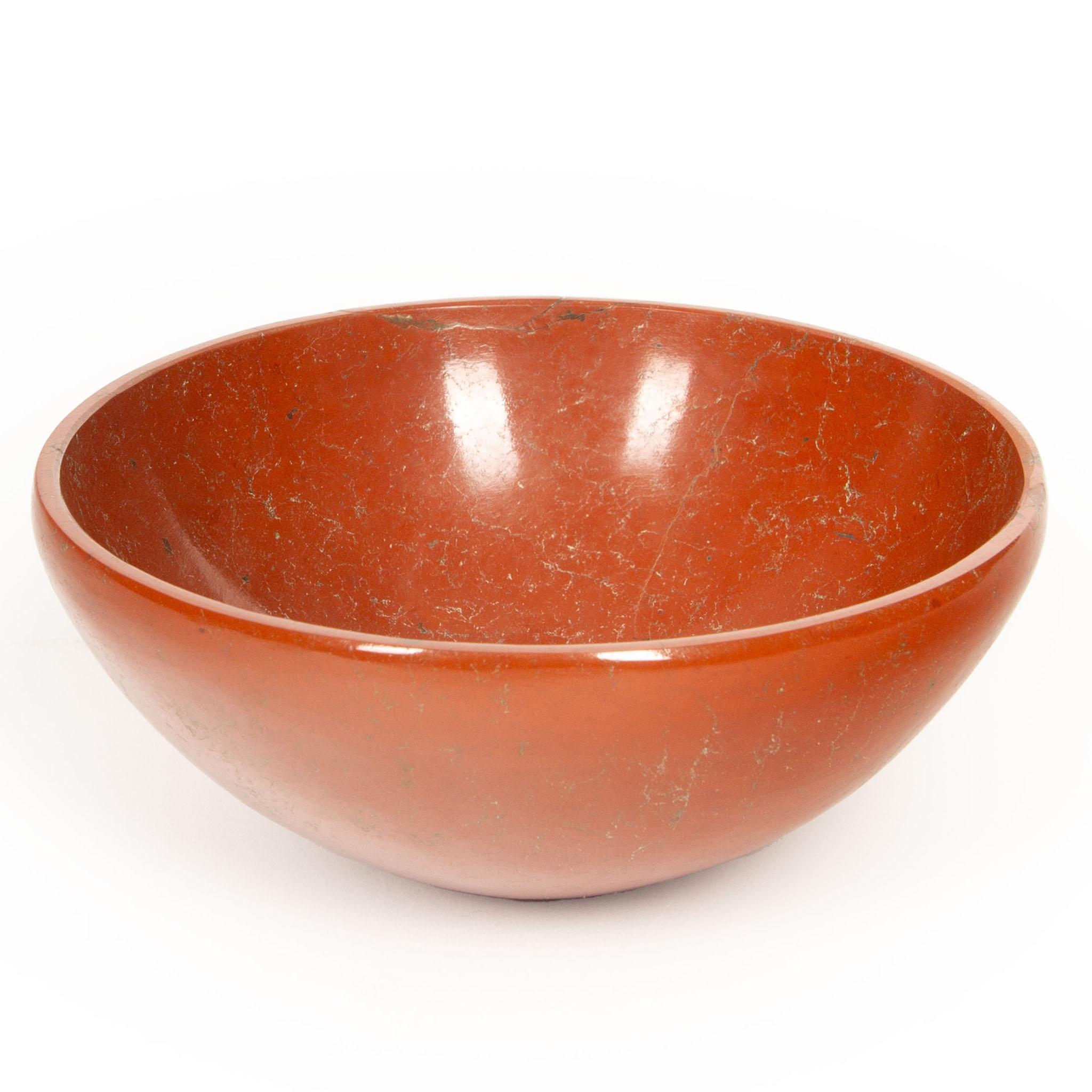 Other Large Hand-Carved Red Jasper Bowl from India For Sale