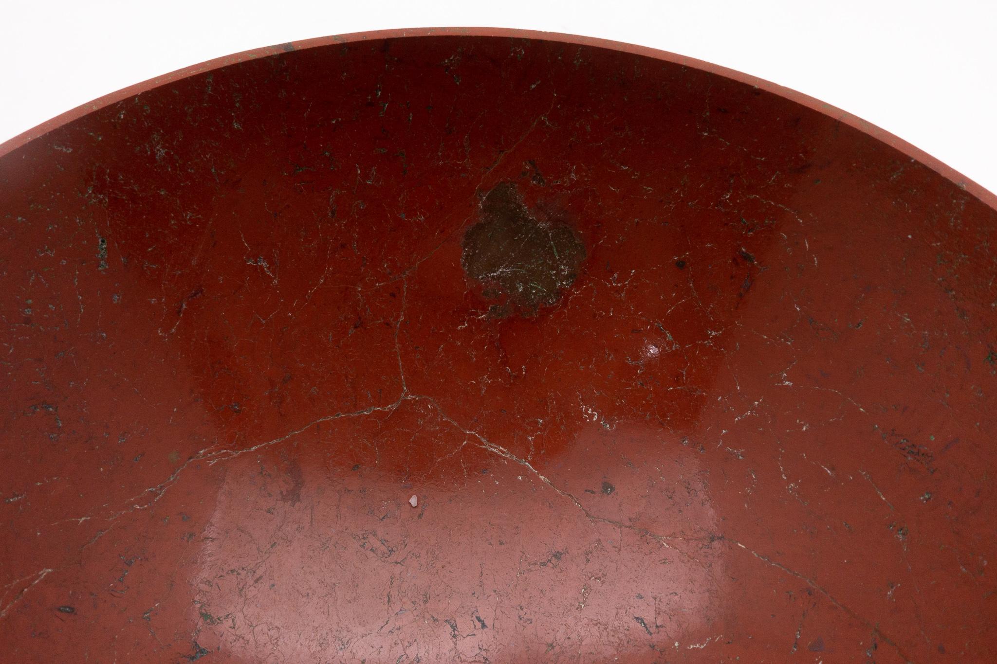 Indian Large Hand-Carved Red Jasper Bowl from India For Sale