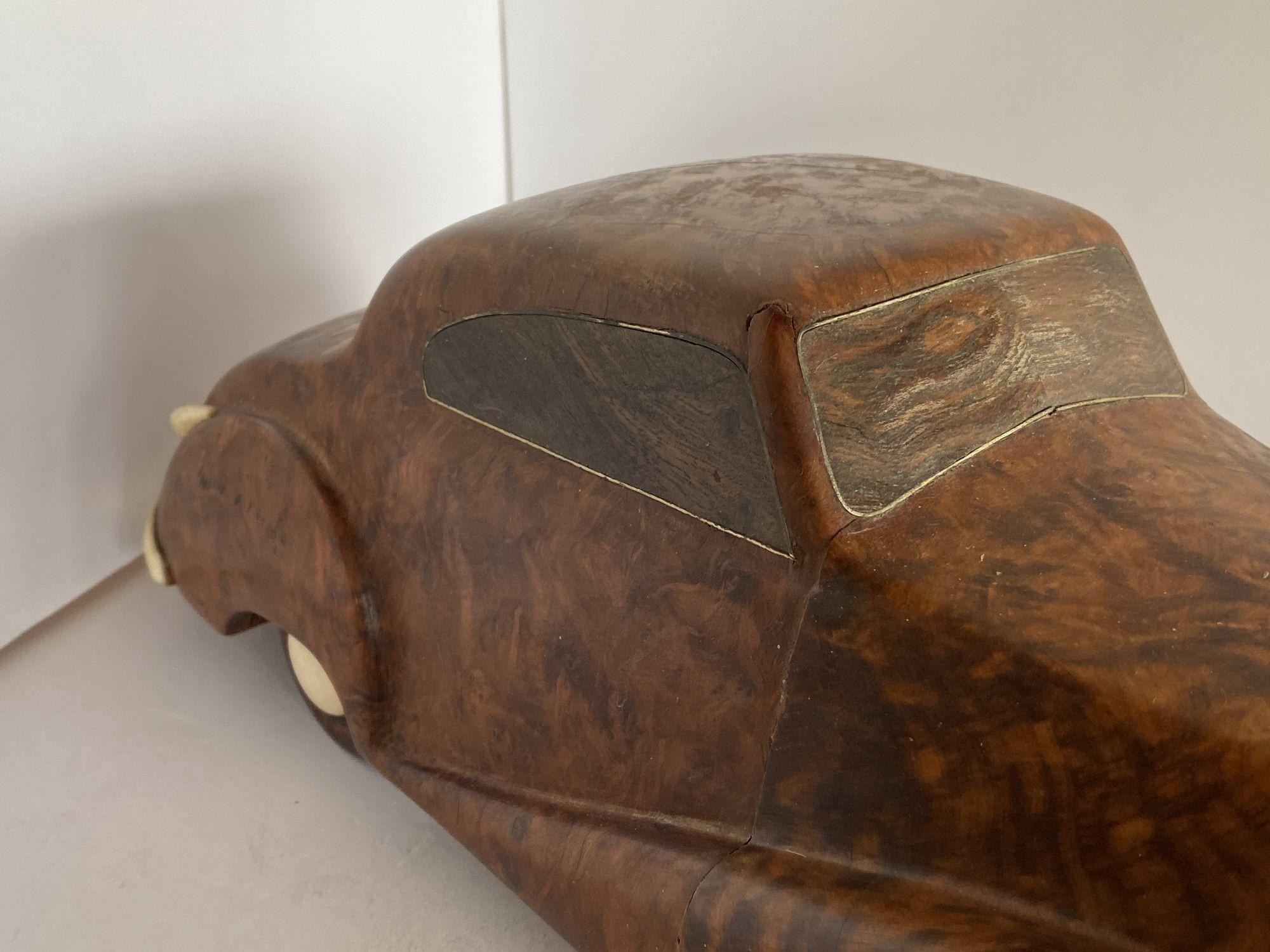Large Hand Carved Rolls Royce Delahaye Burlwood, Ebony Car w/ Hidden Compartment 4