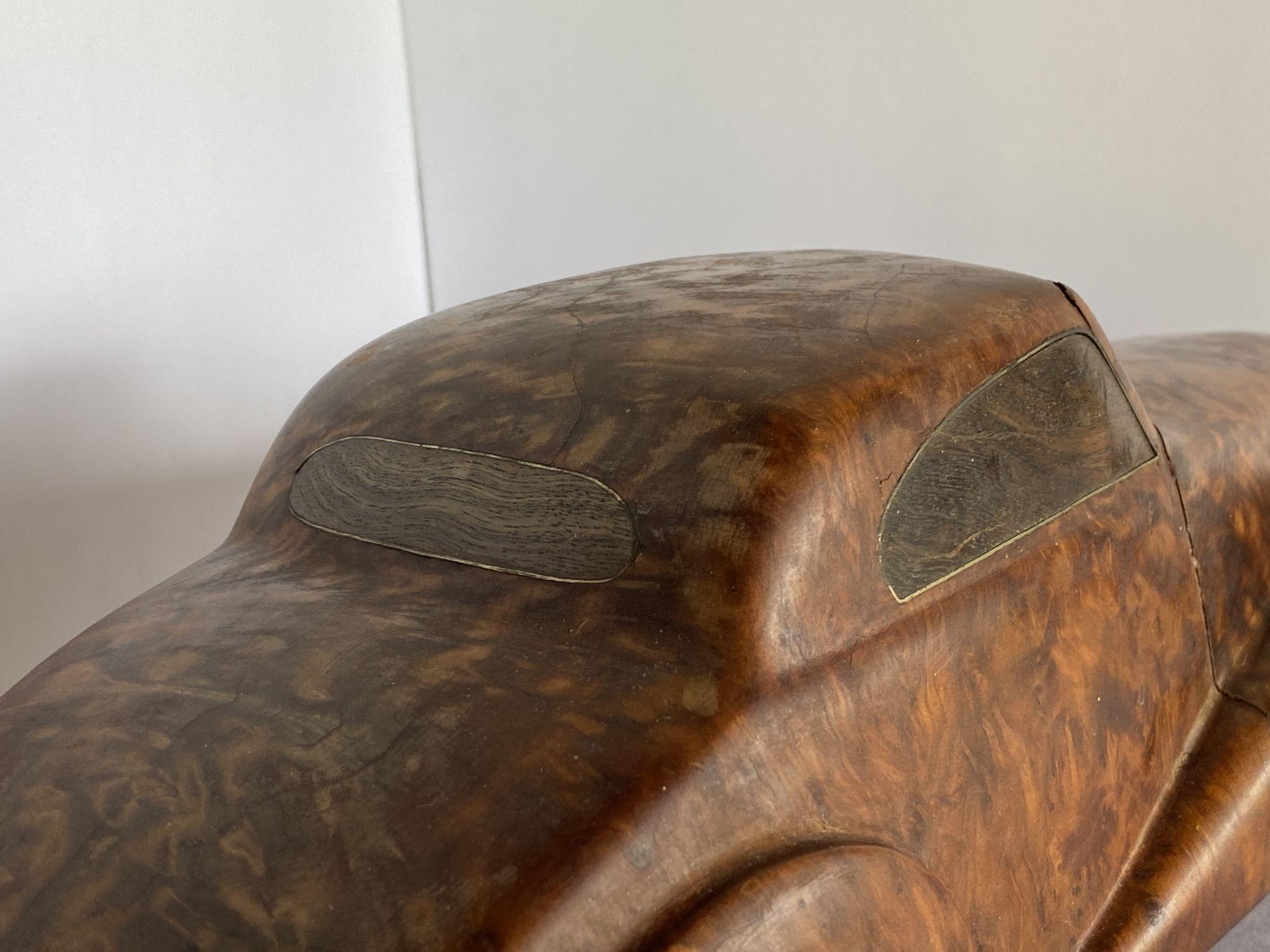 Large Carved Rolls Royce Delahaye Burl-wood, Ebony Car w/ Hidden Compartment 4