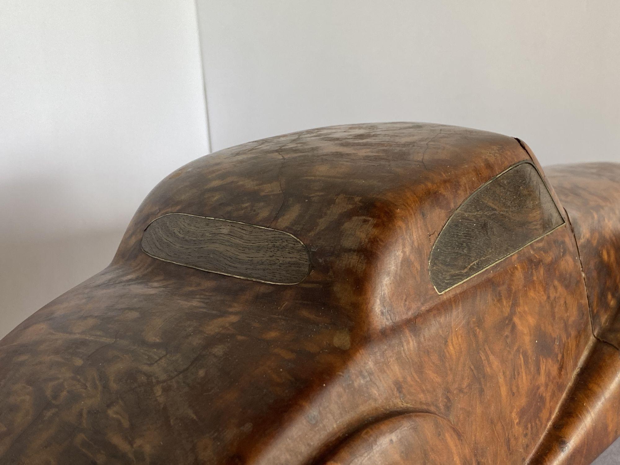 Large Hand Carved Rolls Royce Delahaye Burlwood, Ebony Car w/ Hidden Compartment 6