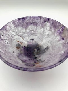 Large Hand-Carved Semi-Precious Gemstone Amethyst Bowl from India
