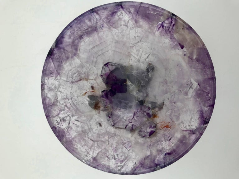 Other Large Hand-Carved Semi-Precious Gemstone Amethyst Bowl from India For Sale