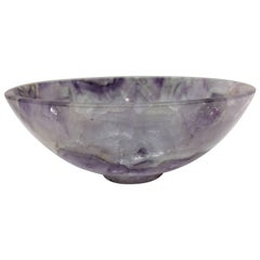 Large Hand-Carved Semi-Precious Gemstone Amethyst Bowl from India