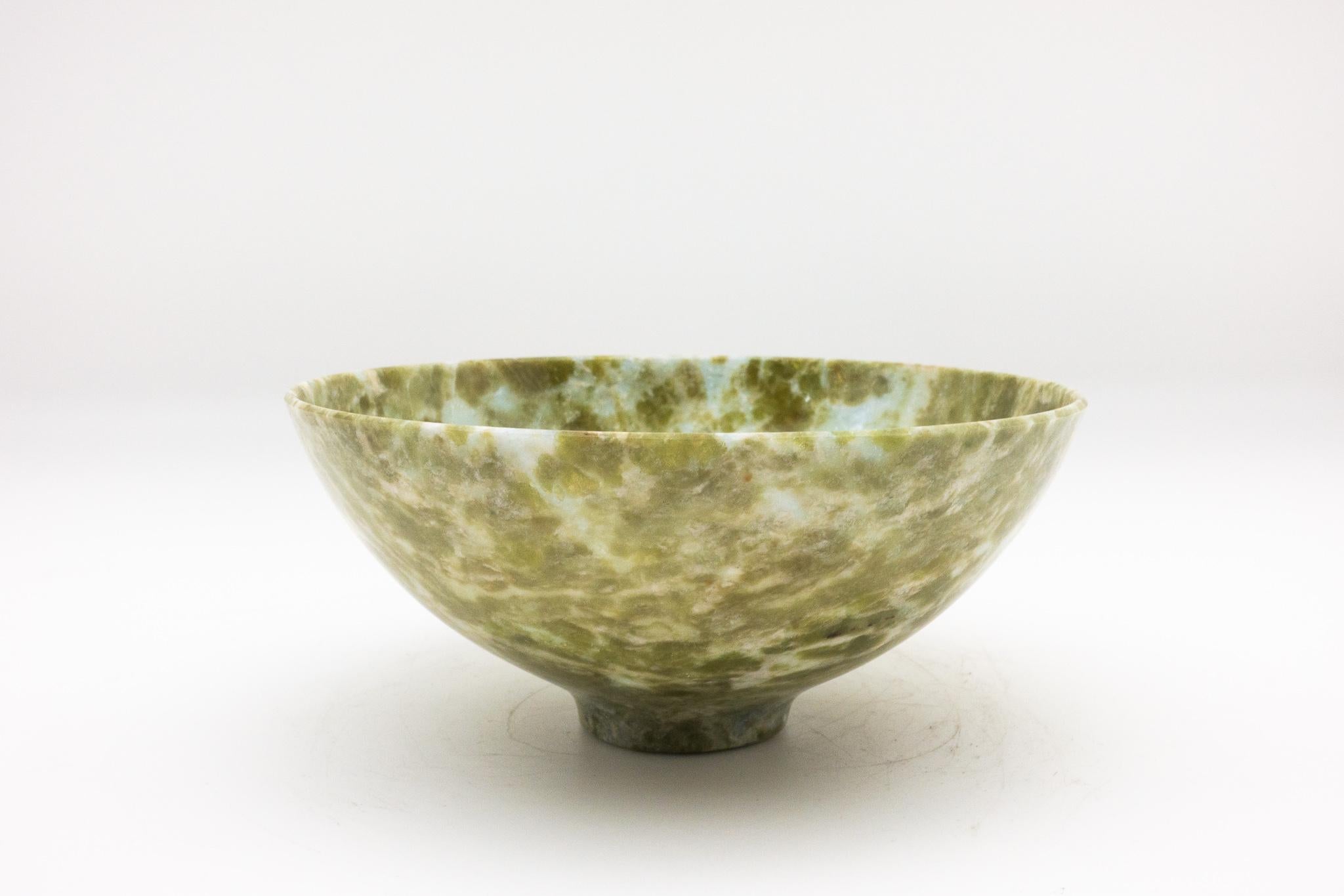 Contemporary Large Hand Carved Serpentine Bowl from India