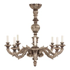 Large Hand-Carved Silver Gilt Chandelier