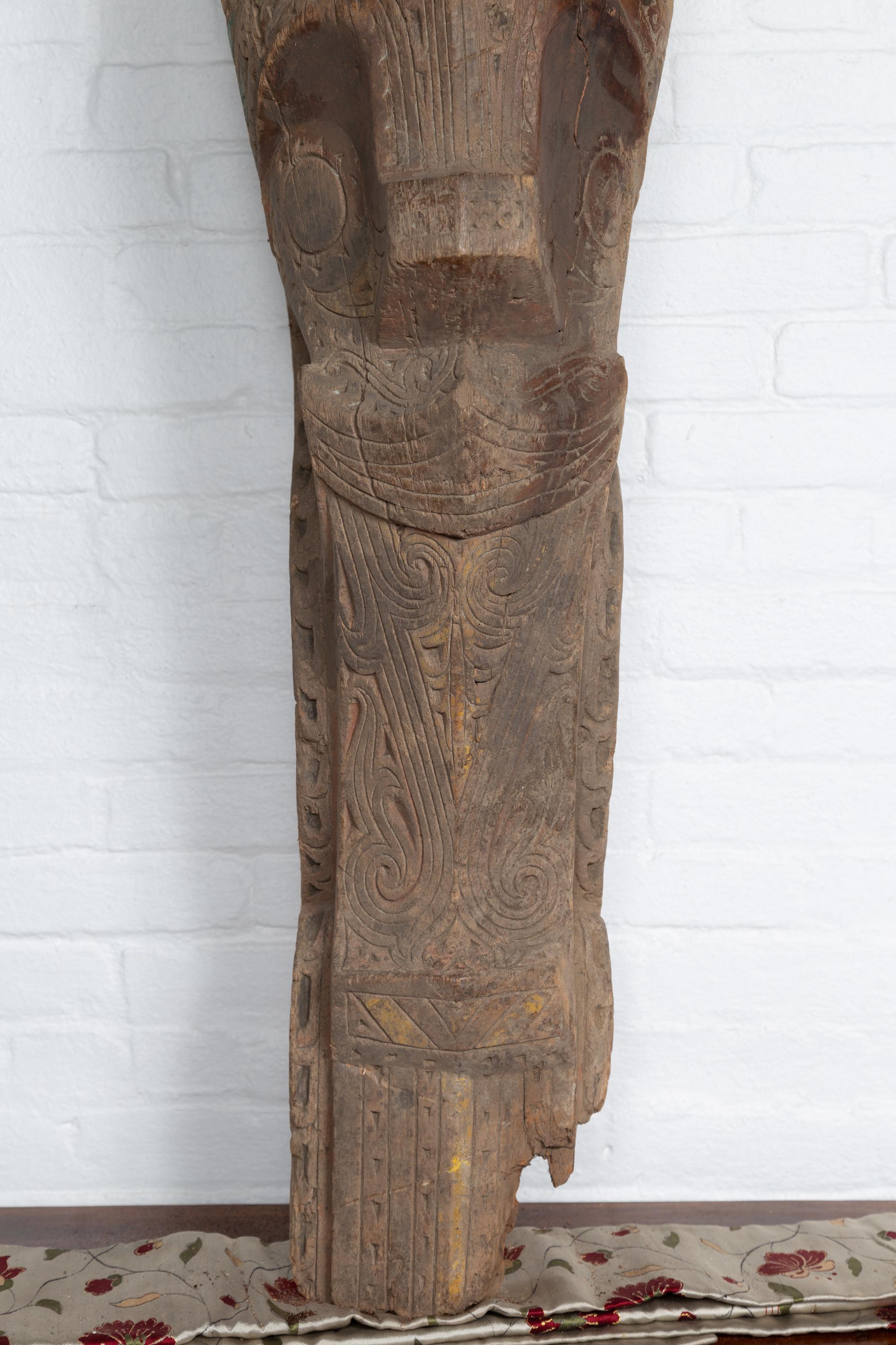 Indonesian Large Hand Carved Singa Singa Tribal Carving from the Batak People in Sumatra For Sale