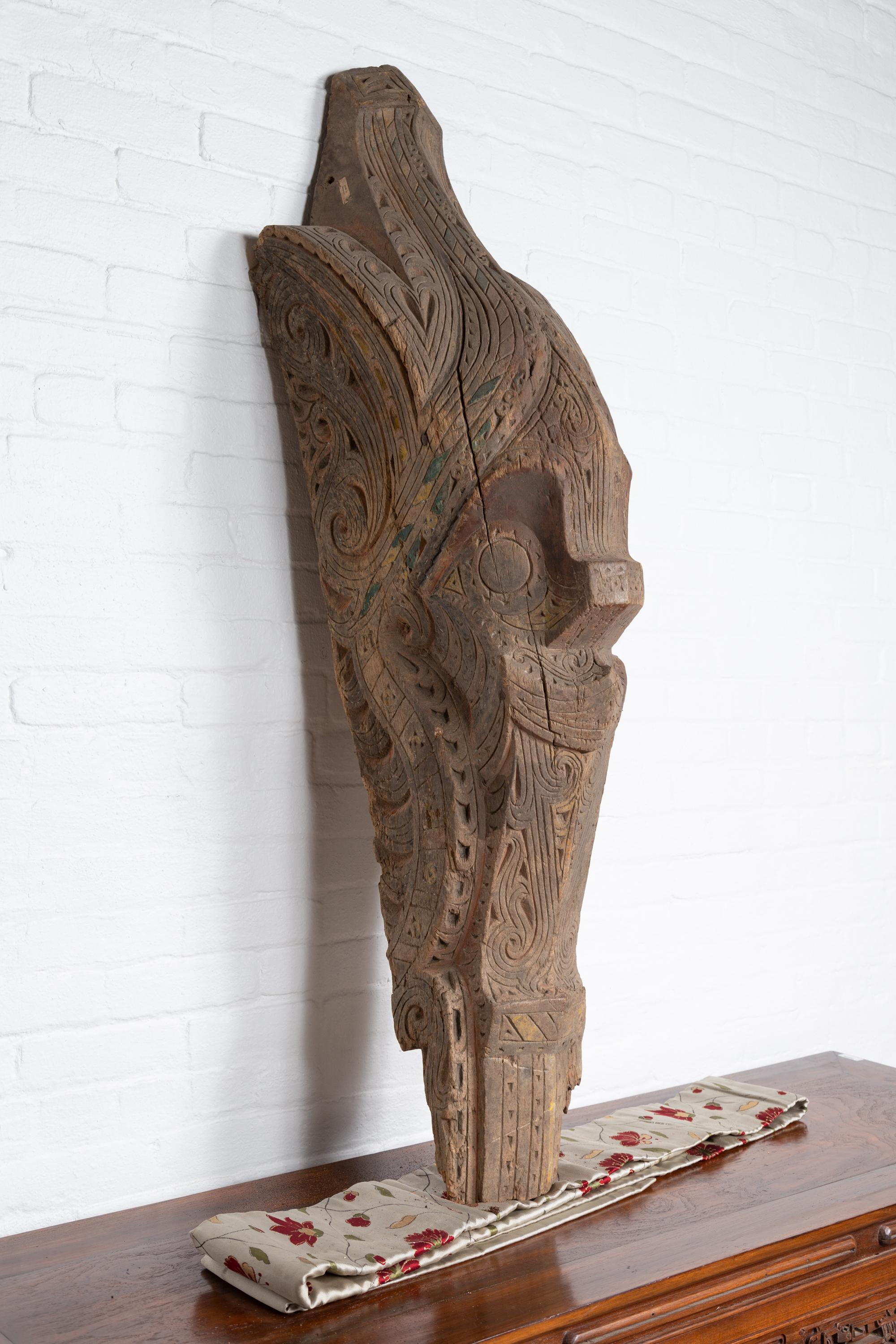 Wood Large Hand Carved Singa Singa Tribal Carving from the Batak People in Sumatra For Sale