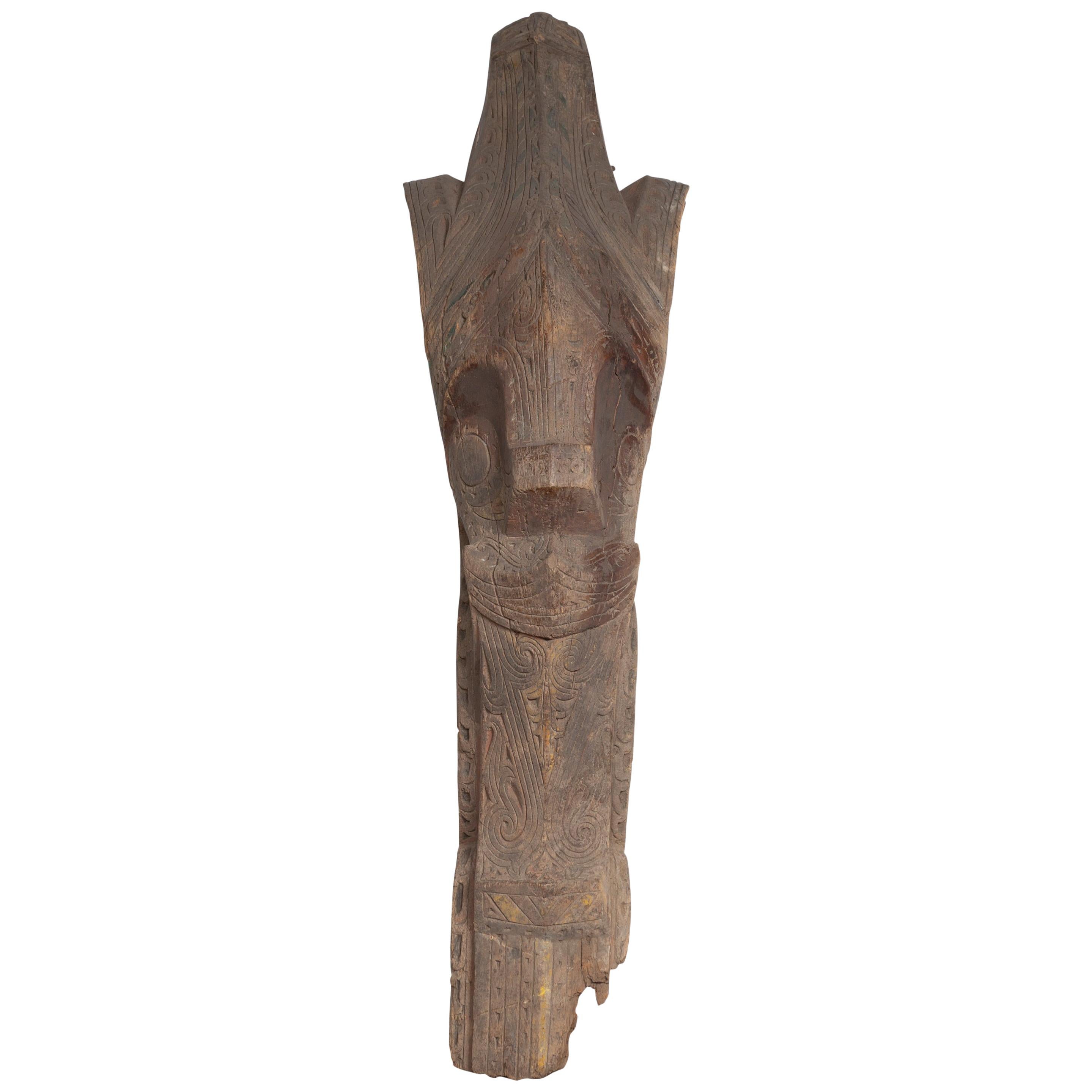 Large Hand Carved Singa Singa Tribal Carving from the Batak People in Sumatra For Sale