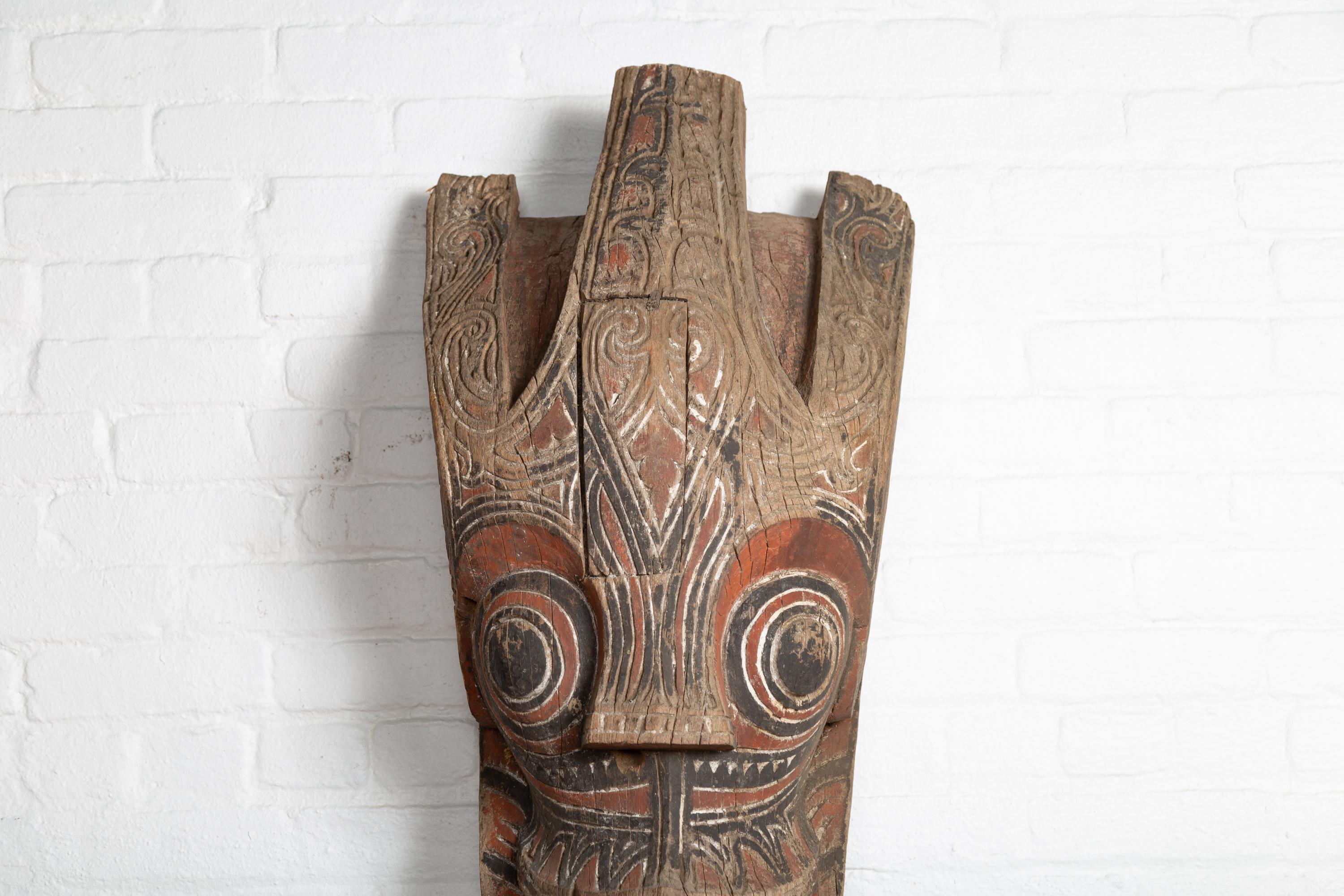 Folk Art Large Hand Carved Singa Singa Tribal Carving from the Batak People, Sumatra For Sale