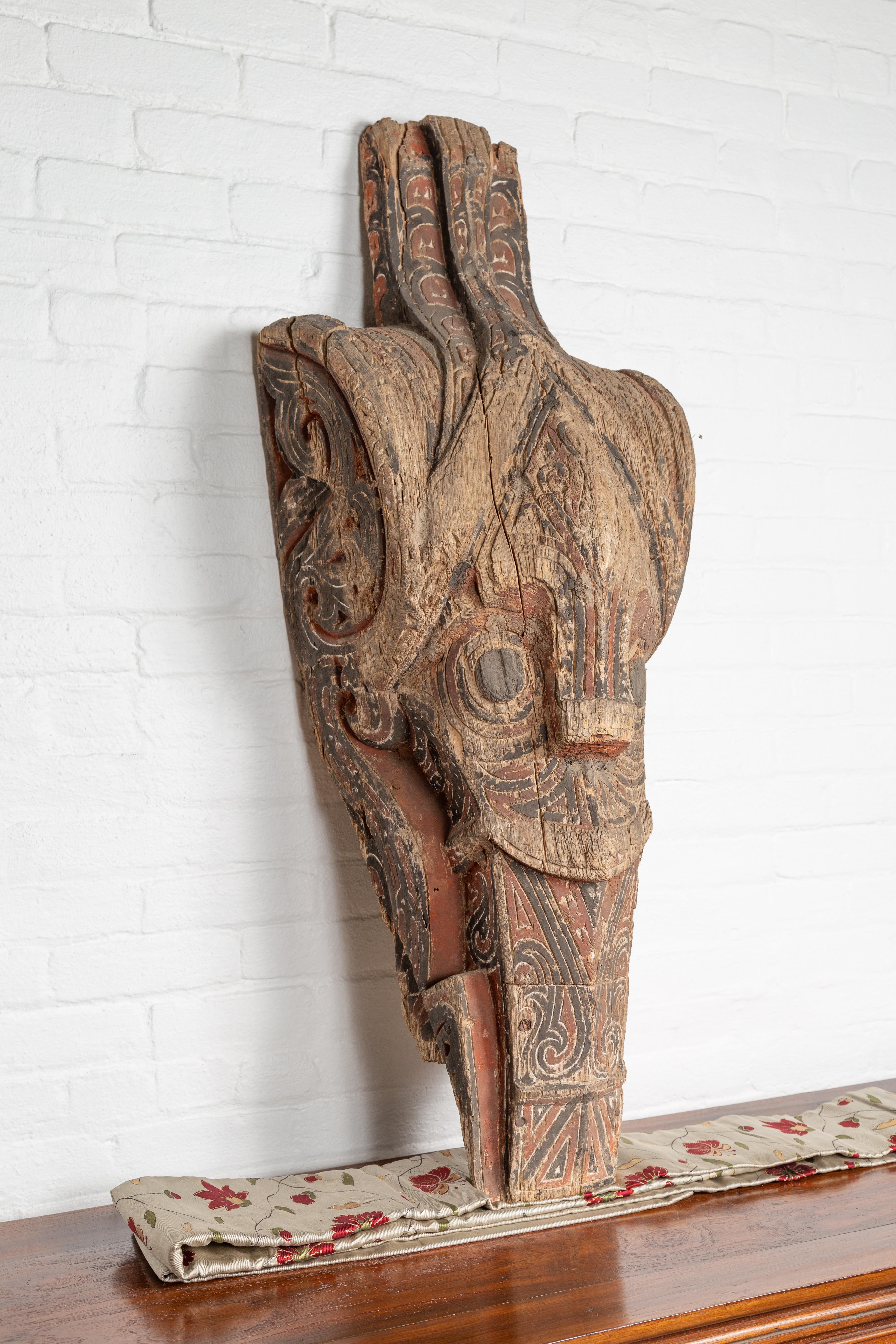 19th Century Large Hand Carved Singa Singa Tribal Carving from the Batak People, Sumatra