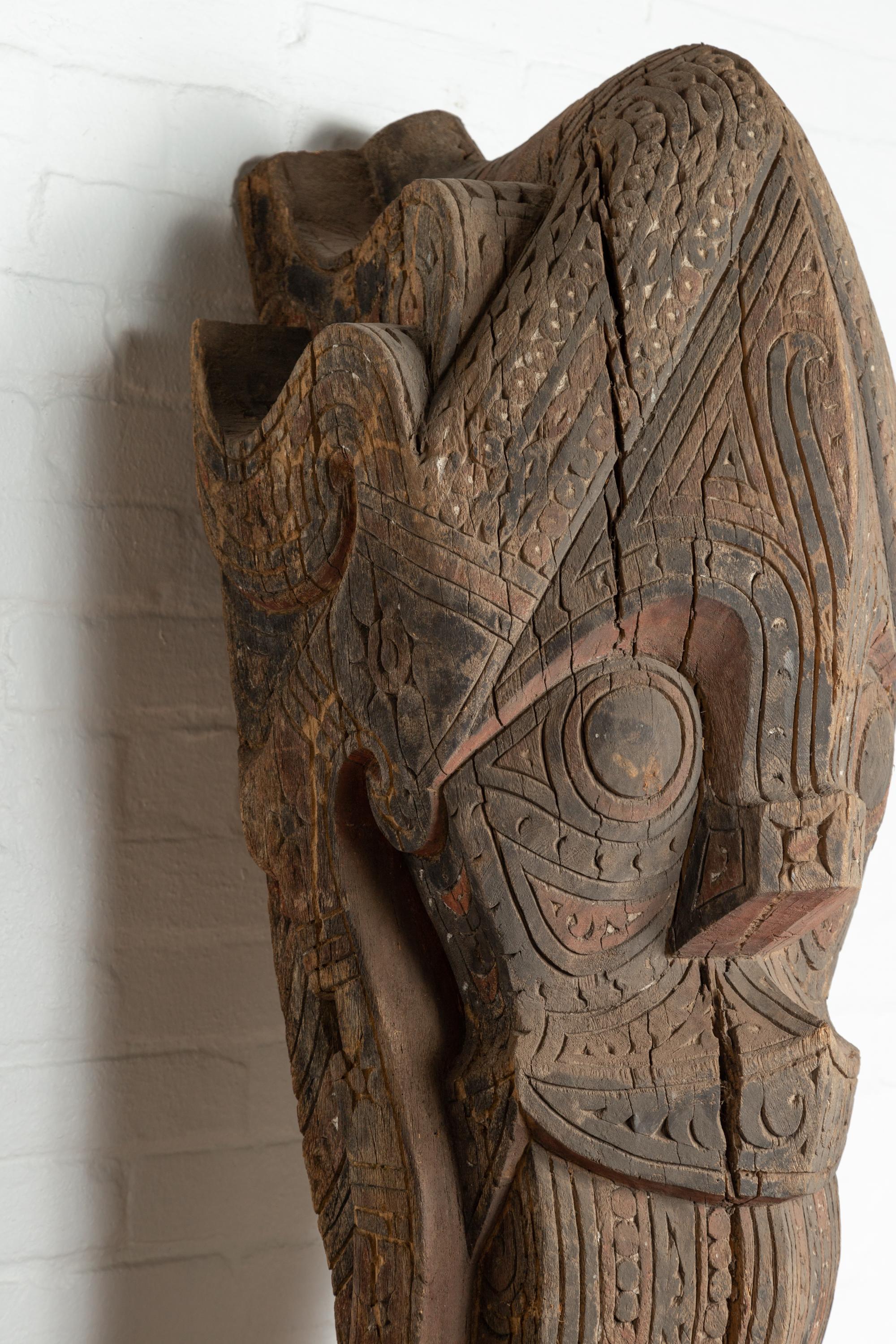 Hand-Carved Large Hand Carved Singa Singa Tribal Carving from the Batak People, Sumatra For Sale
