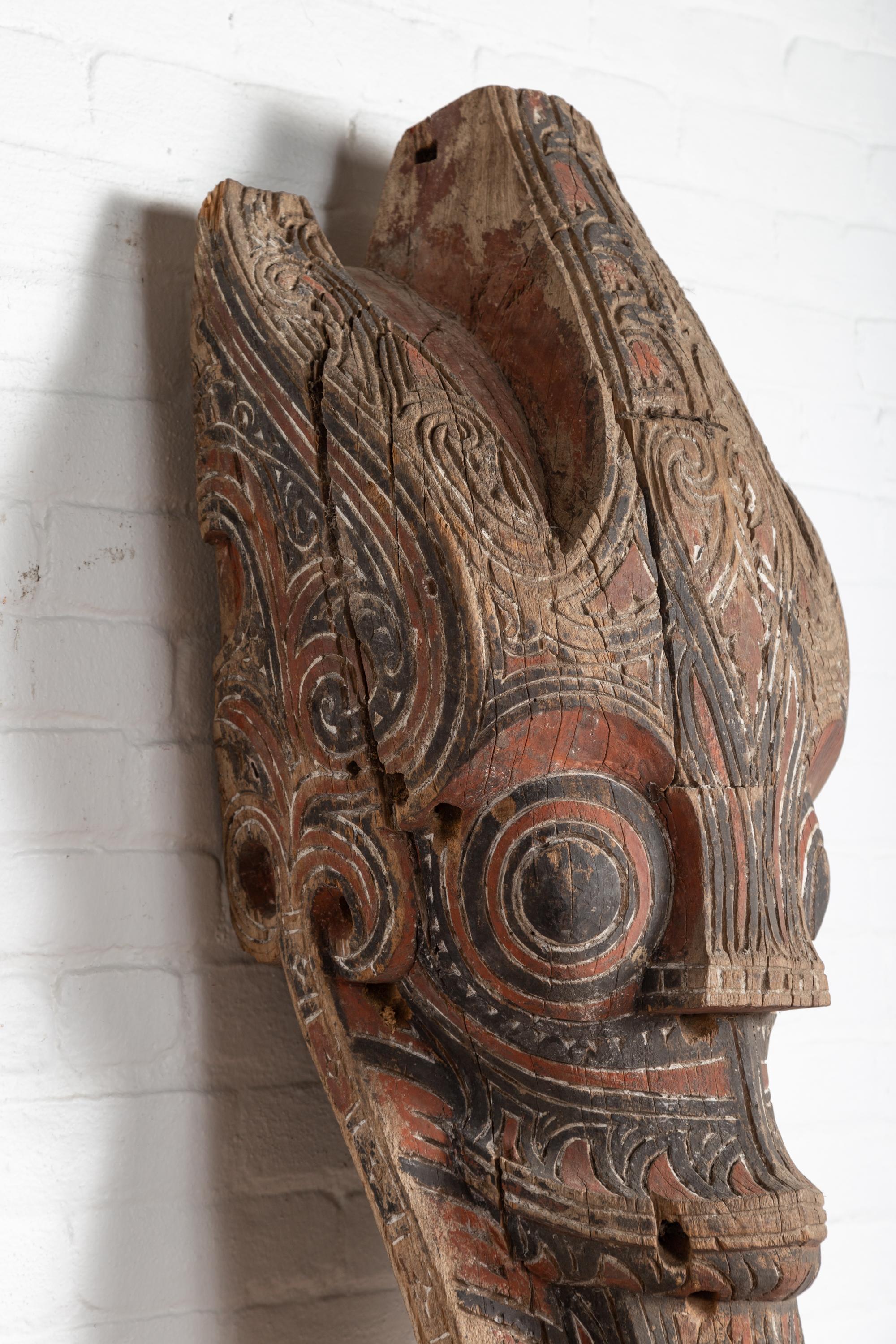 19th Century Large Hand Carved Singa Singa Tribal Carving from the Batak People, Sumatra For Sale