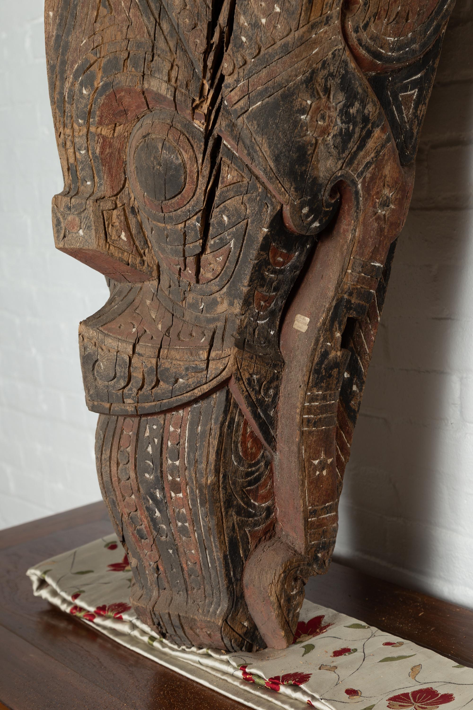 Wood Large Hand Carved Singa Singa Tribal Carving from the Batak People, Sumatra For Sale