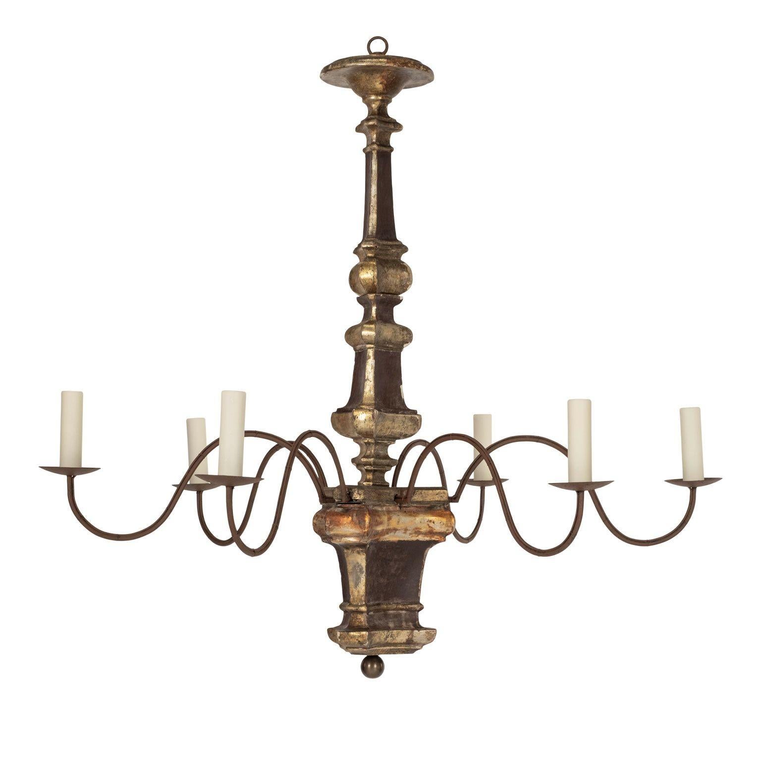 Large Hand-Carved Six-Arm Italian Chandelier 1